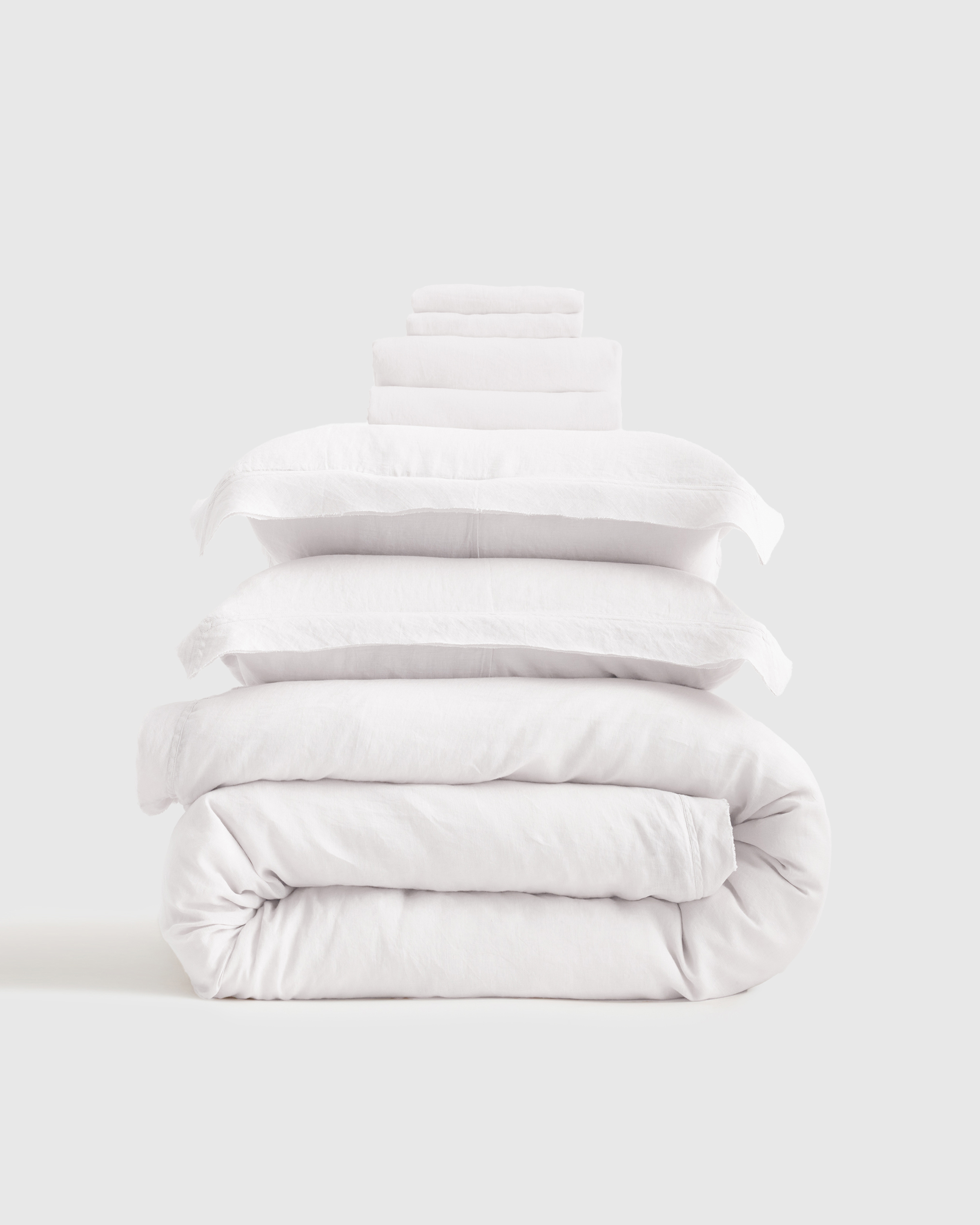 White European Linen Double Flange Deluxe Bedding Bundle