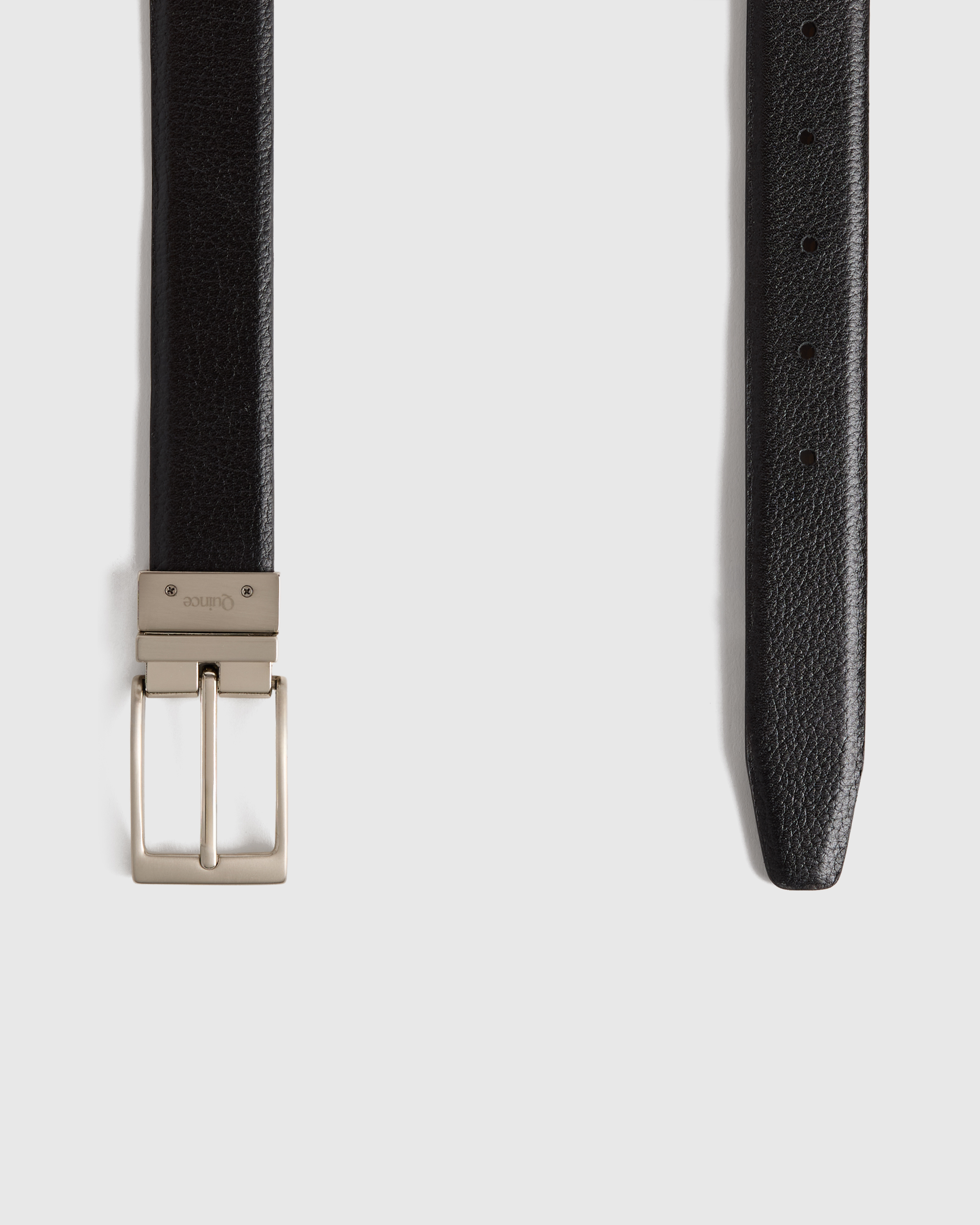 Owen Calfskin Leather Reversible Dress Belt in Black/Black
