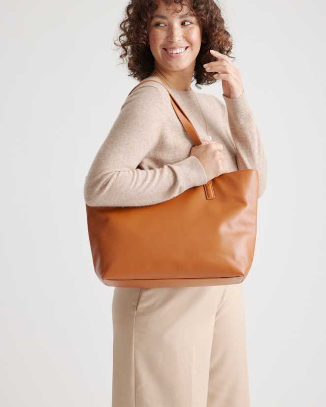 Classic Structured Leather Tote - 13858347647087