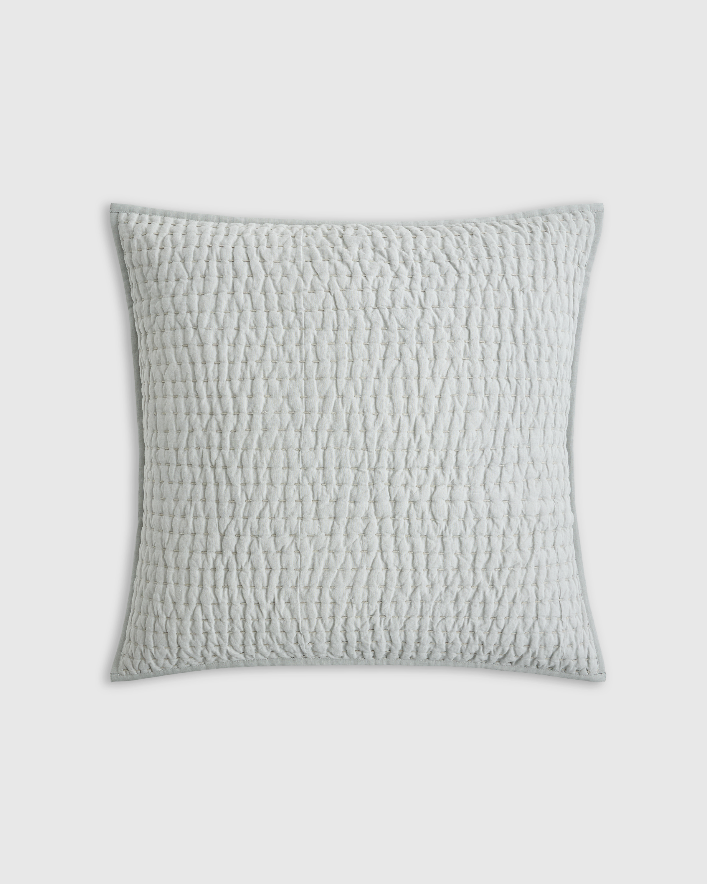 European Linen Cotton Stitch Quilted Euro Sham, Euro, Mist