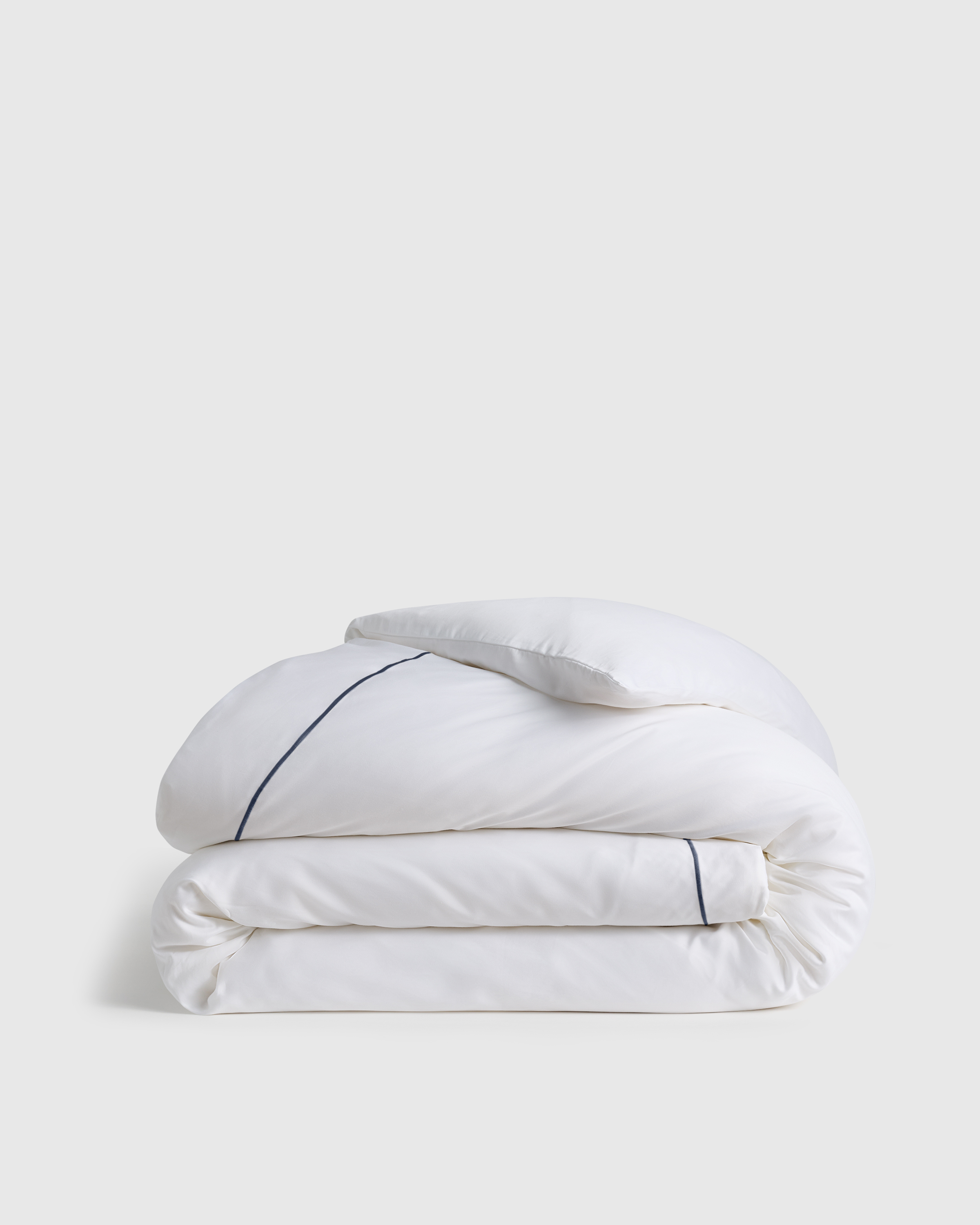 White/Mineral Signature Giza Cotton Sateen Embroidered Duvet Cover