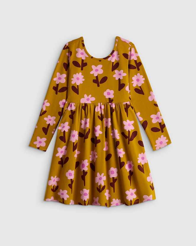 Daisy Patch Organic Cotton Long Sleeve Skater Dress