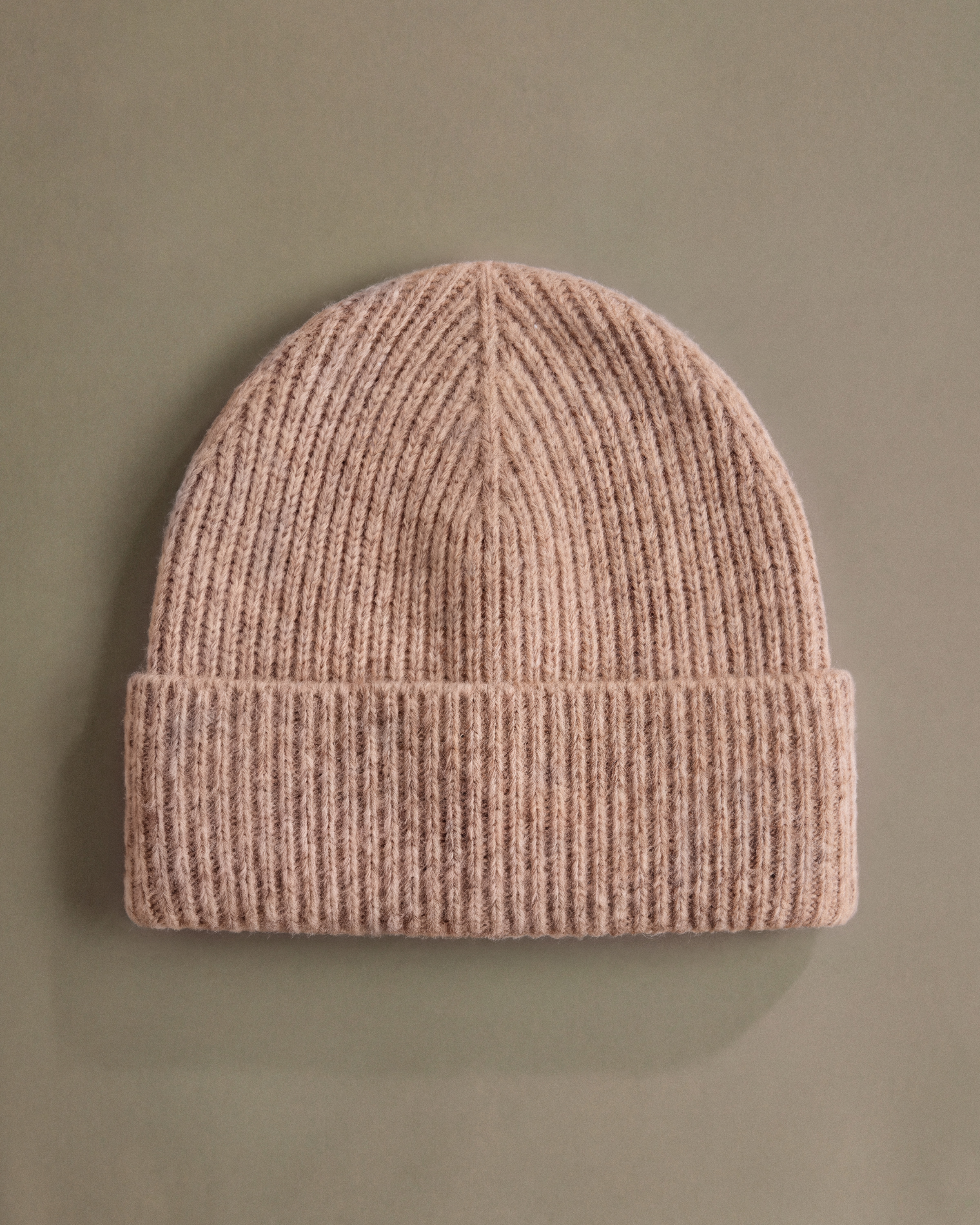 Mongolian Cashmere Ribbed Beaniebeige