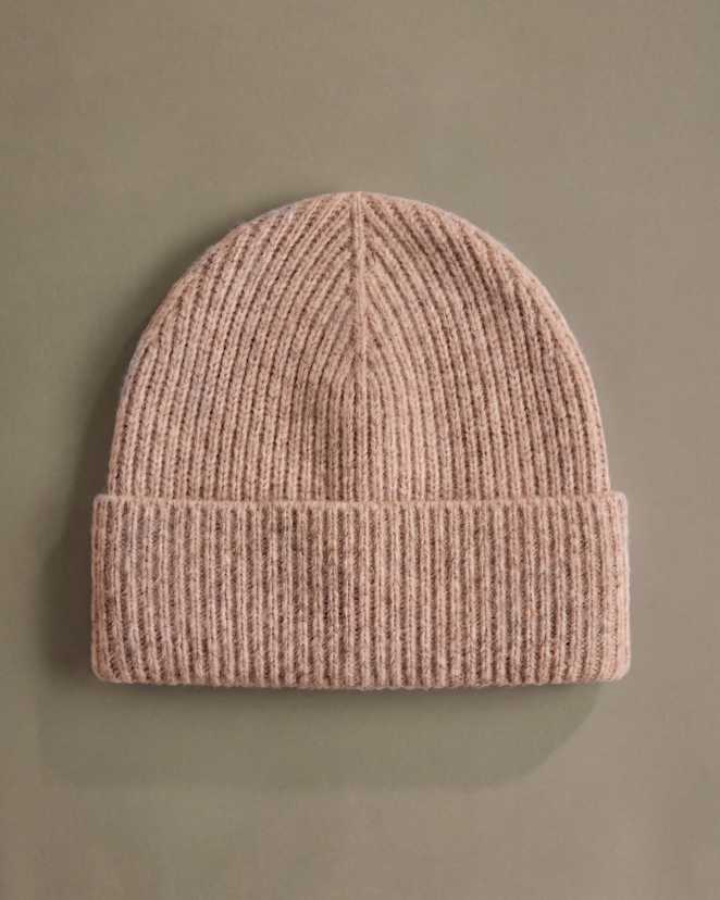 Mongolian Cashmere Ribbed Beaniebeige