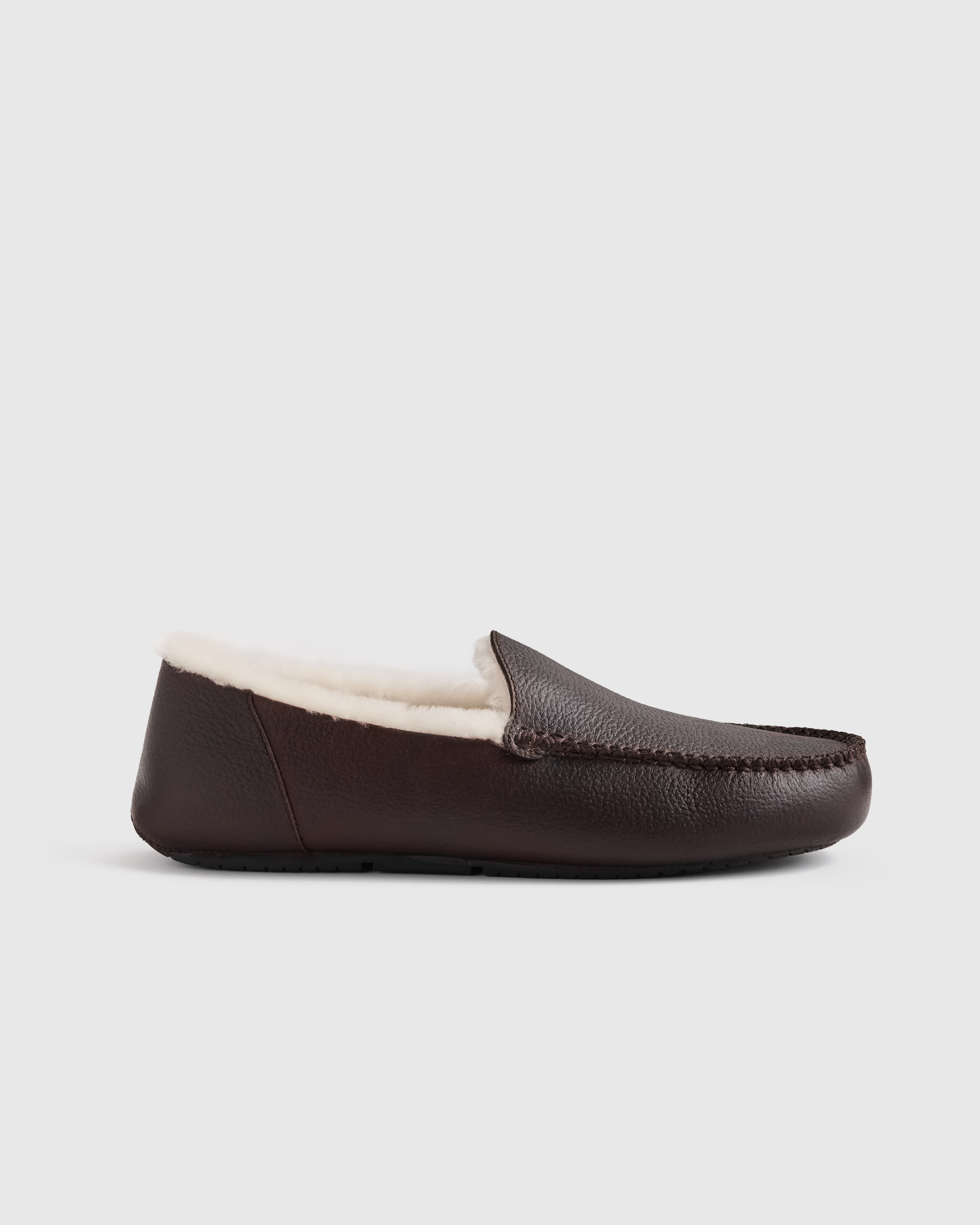Dark Chocolate Italian Leather Handstitched Moccasin Slipper