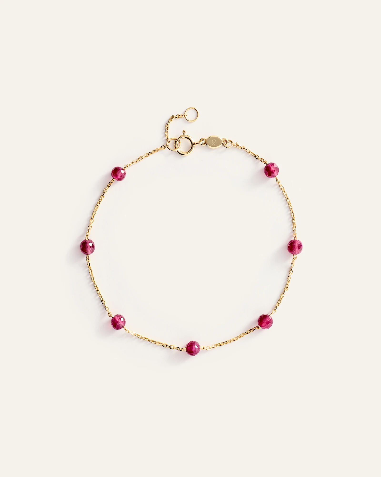 14K Gold Gemstone Station Stackable Bracelet - Ruby