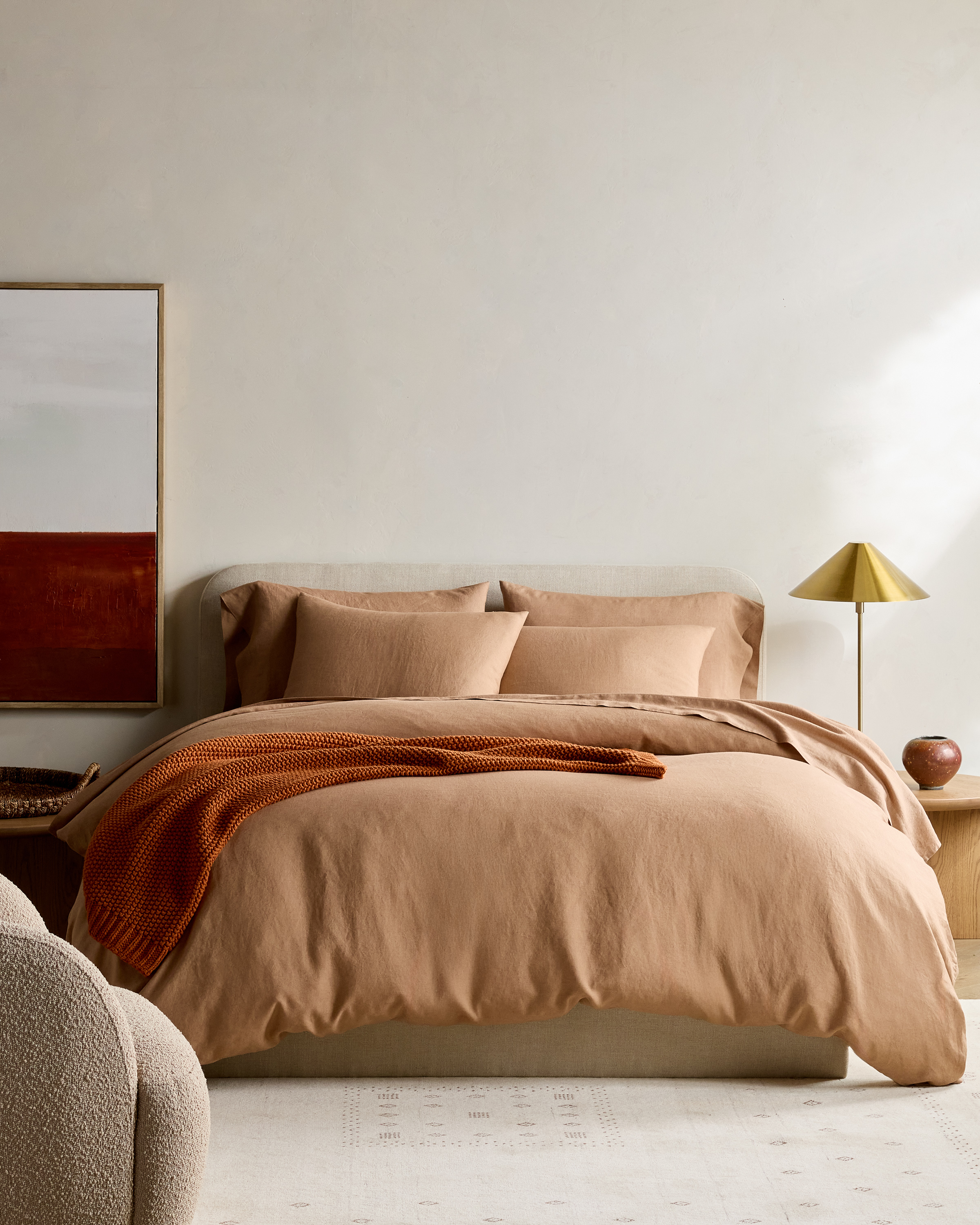 Latte European Linen Deluxe Bedding Bundle