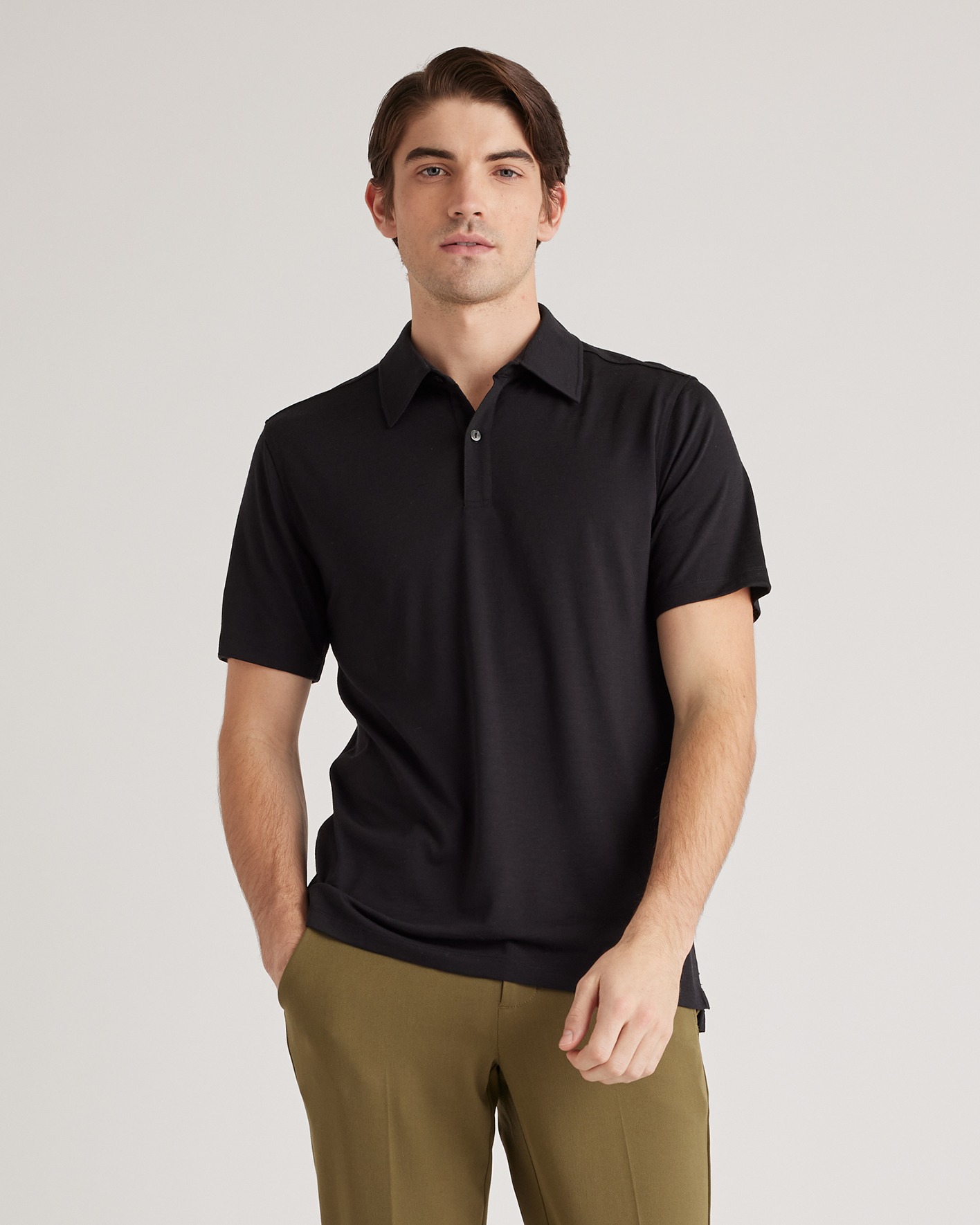 Quince Men's Extra-fine Australian Merino Polo In Black