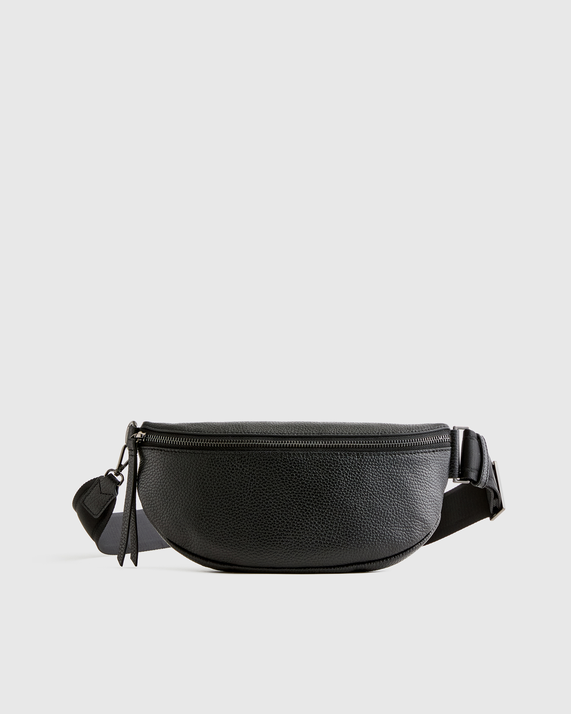 Black Italian Pebbled Leather Sling Bag