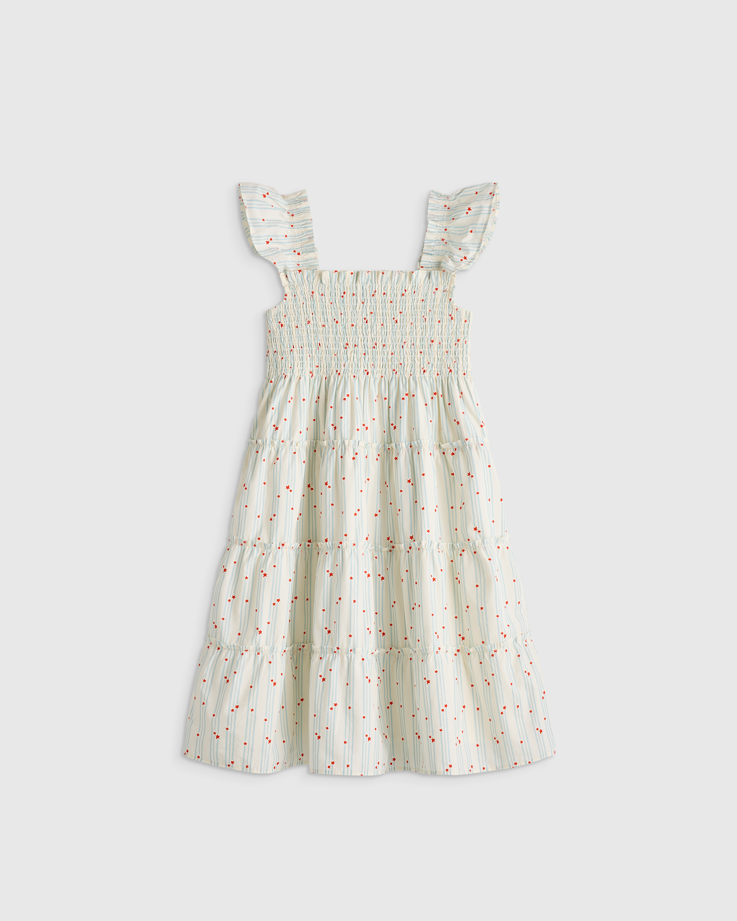 Stars and Stripes 100% Organic Cotton Poplin Smocked Dress