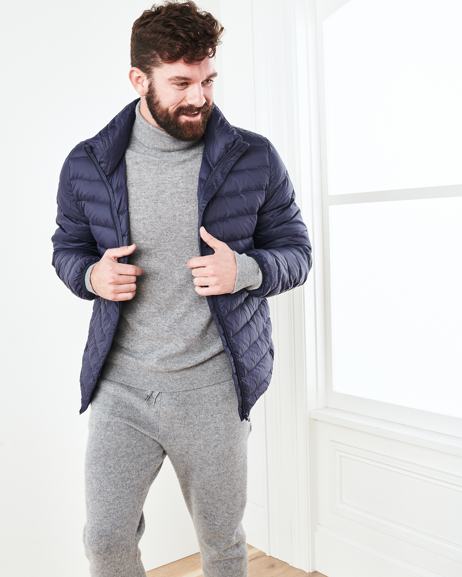 Navy Lightweight Down Puffer Jacket