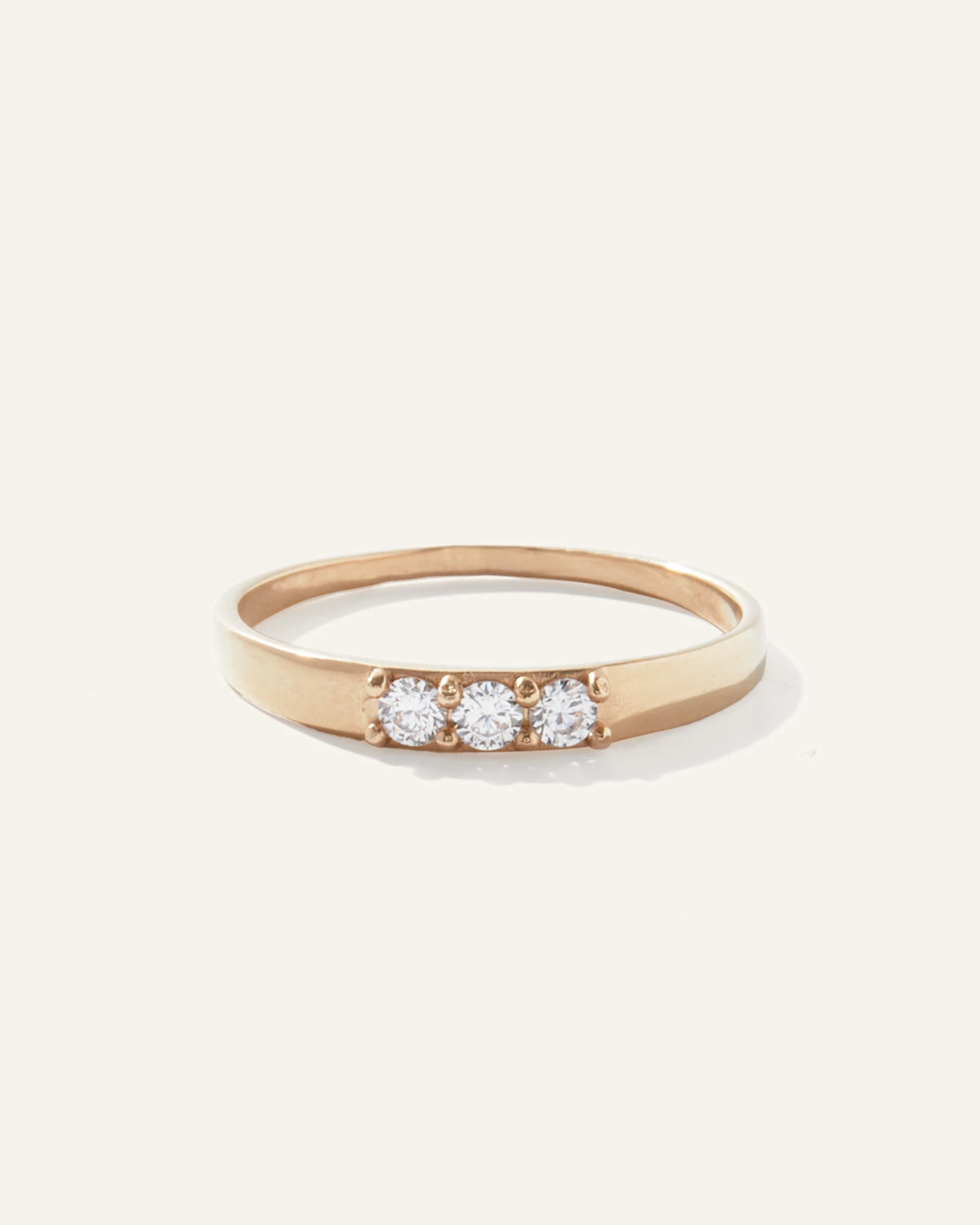 14K Gold Bold 3 Stone Diamond Ring