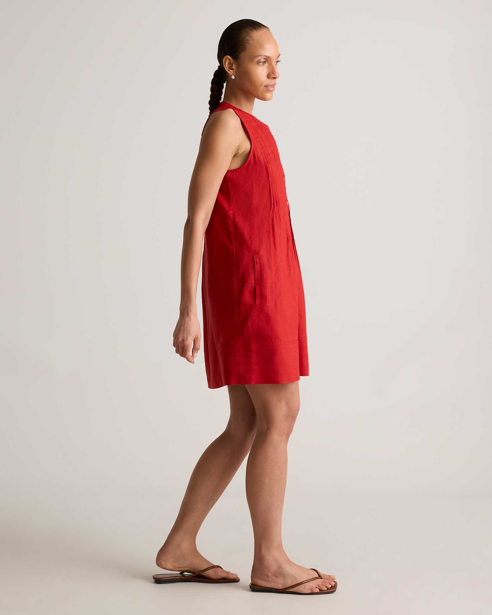 100% European Linen Sleeveless Swing Dress in Chile 100% European Linen Sleeveless Swing Dress in Chile