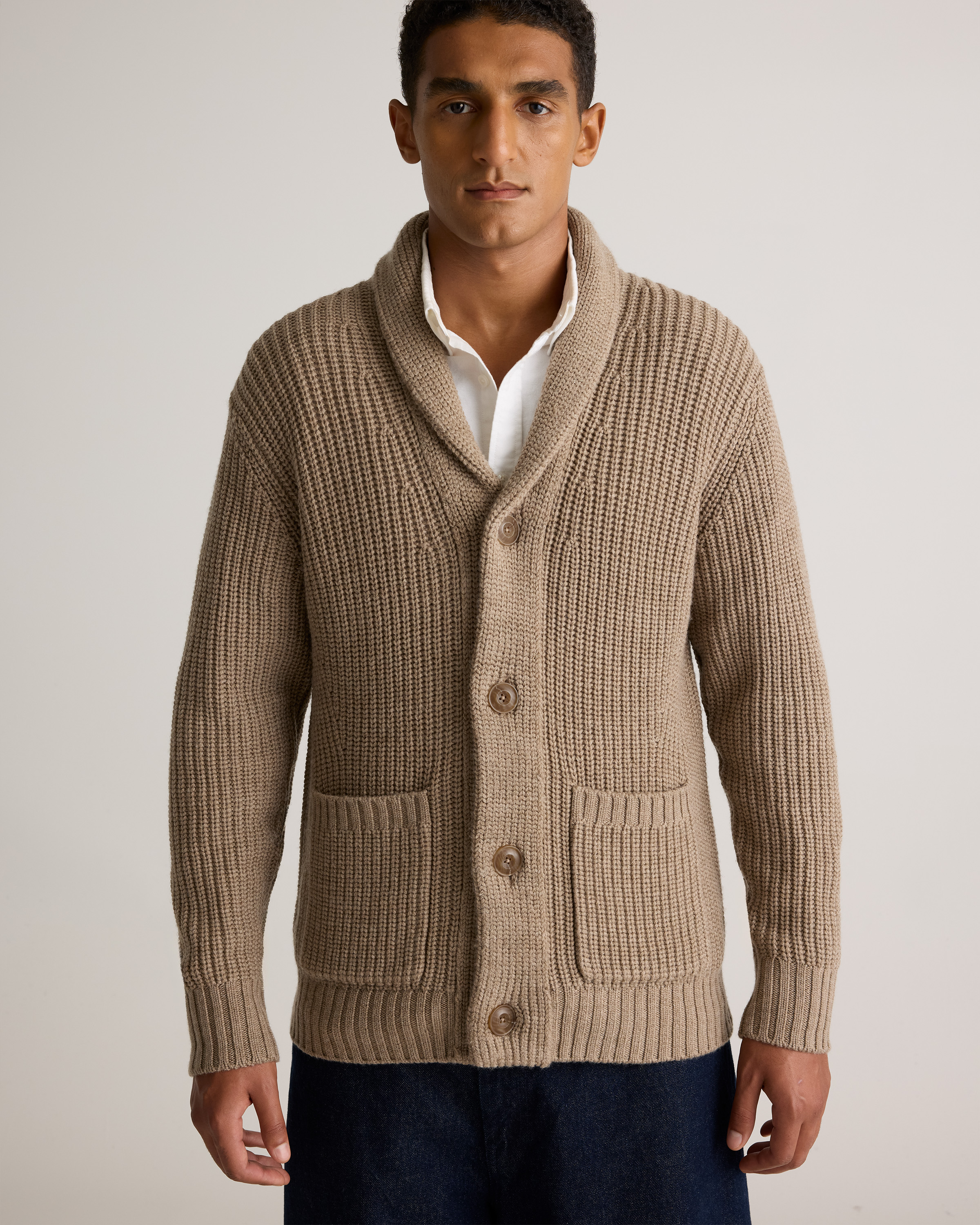 Super 140’s Jackal WOOL SOUTAIN COLLAR Australian Merino Wool Shawl Collar Cardigan