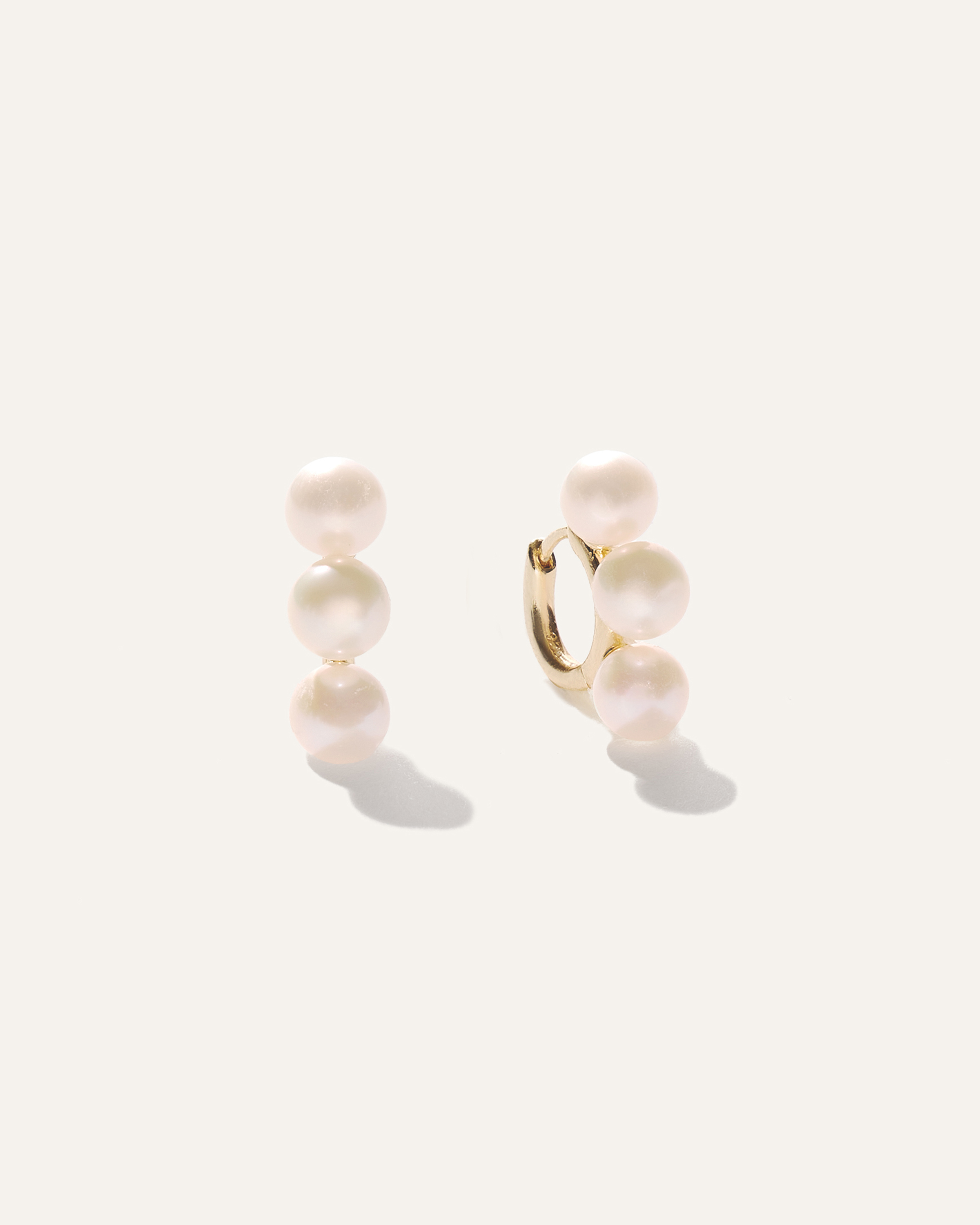 Triple Freshwater Pearl Hoops