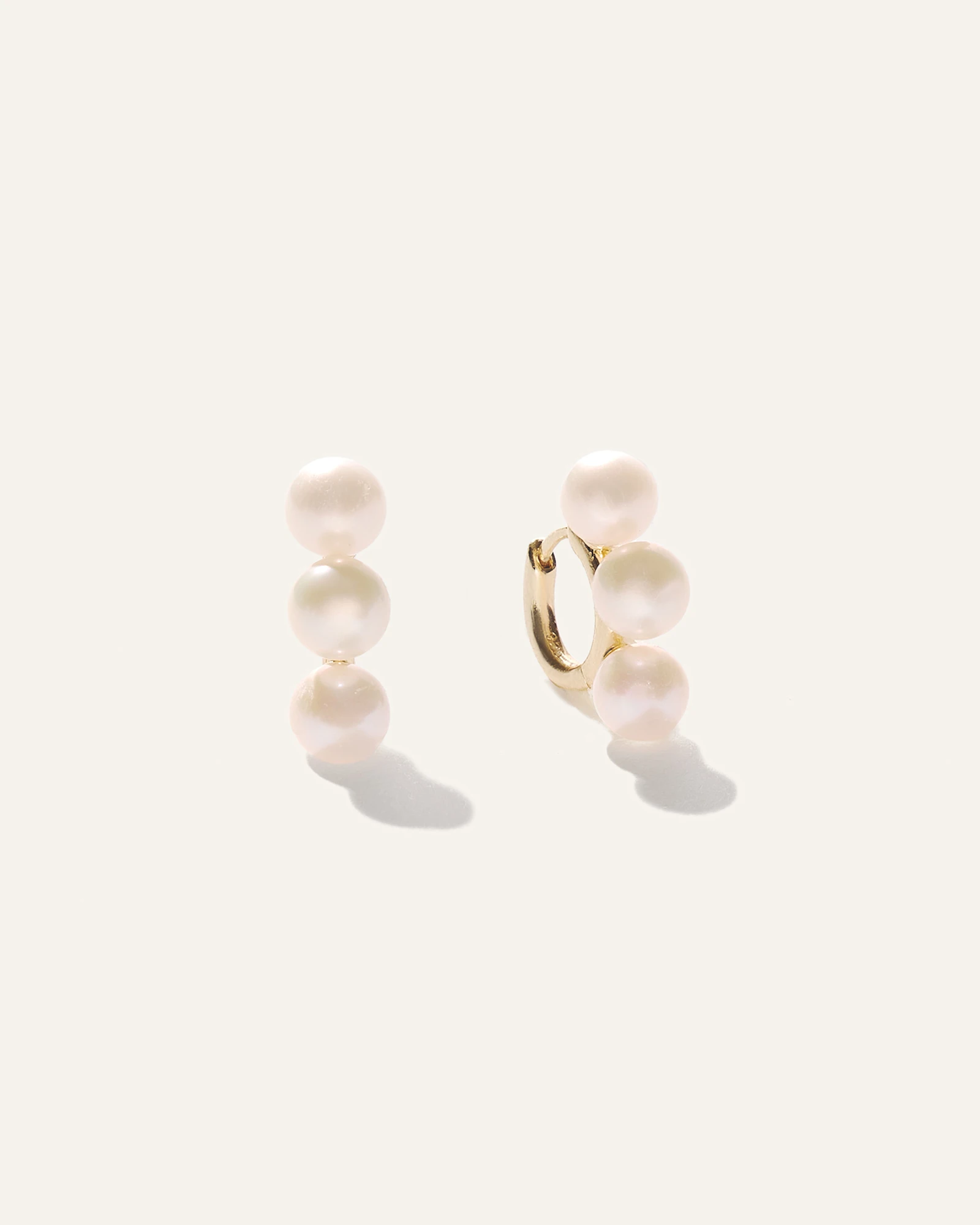 Triple Freshwater Pearl Hoops in Gold Vermeil