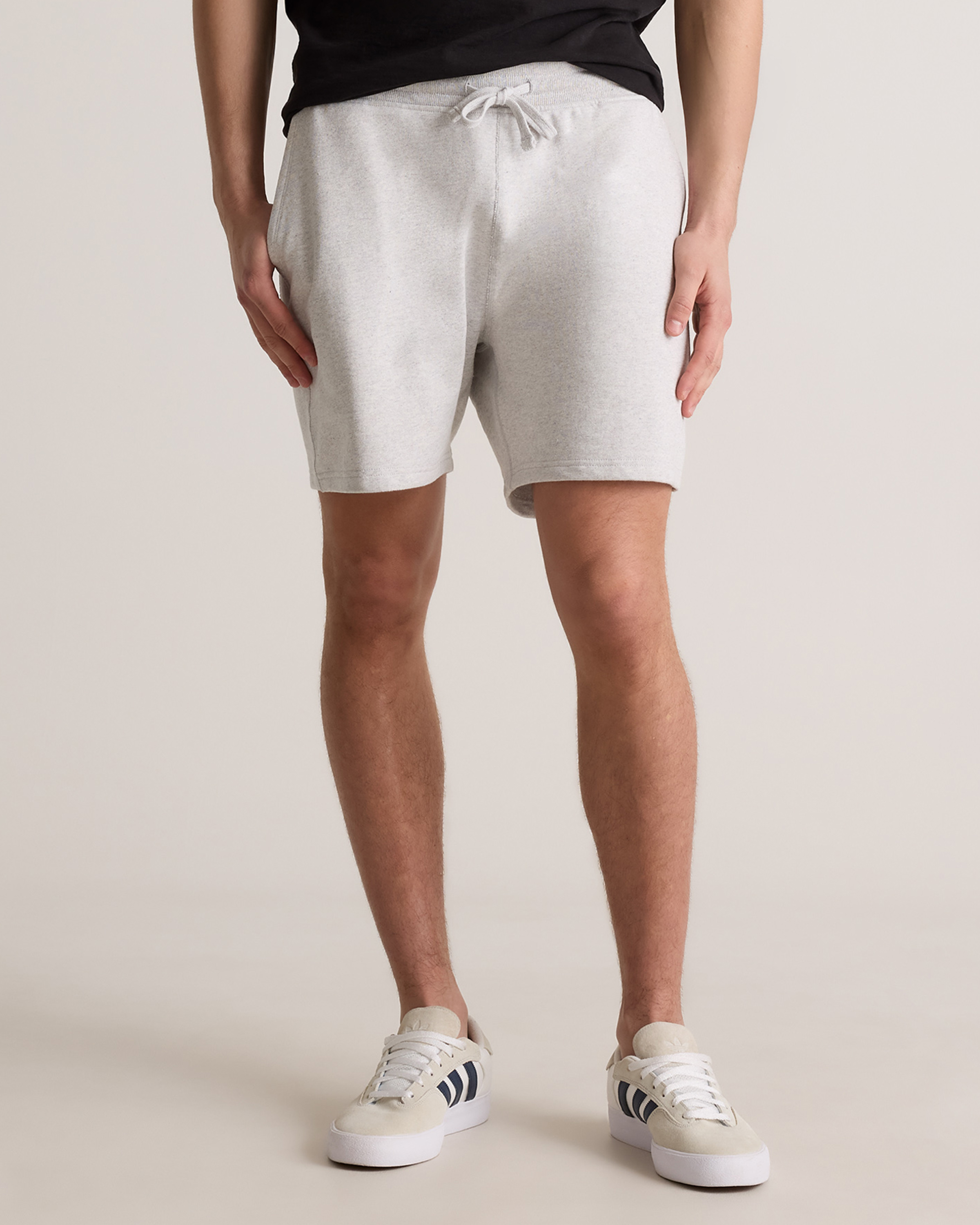 Light Heather Grey Organic Midweight French Terry Shorts - 6"