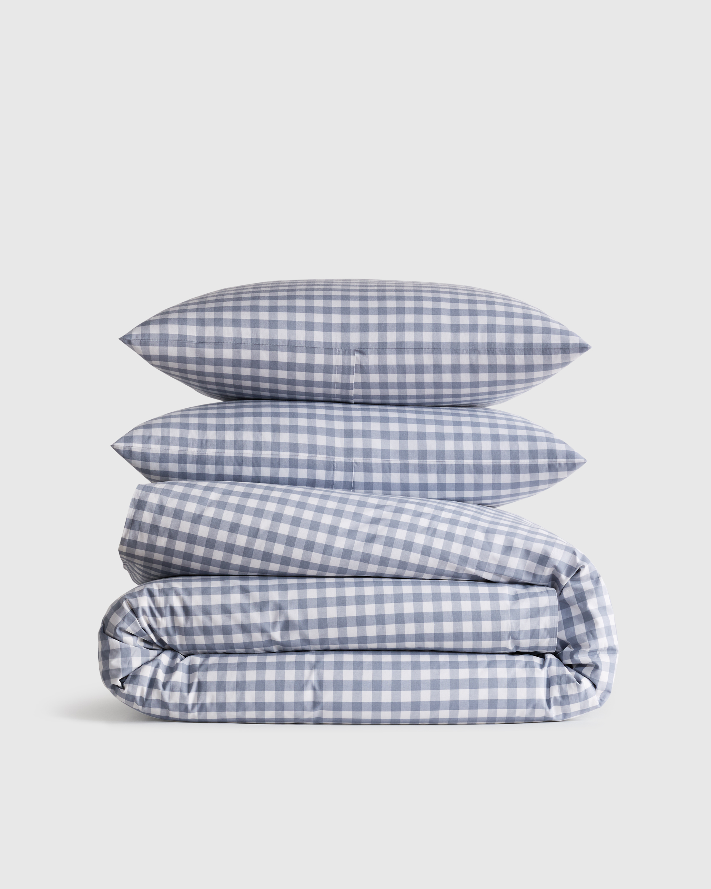 Mineral Organic Crisp Percale Gingham Duvet Cover Set