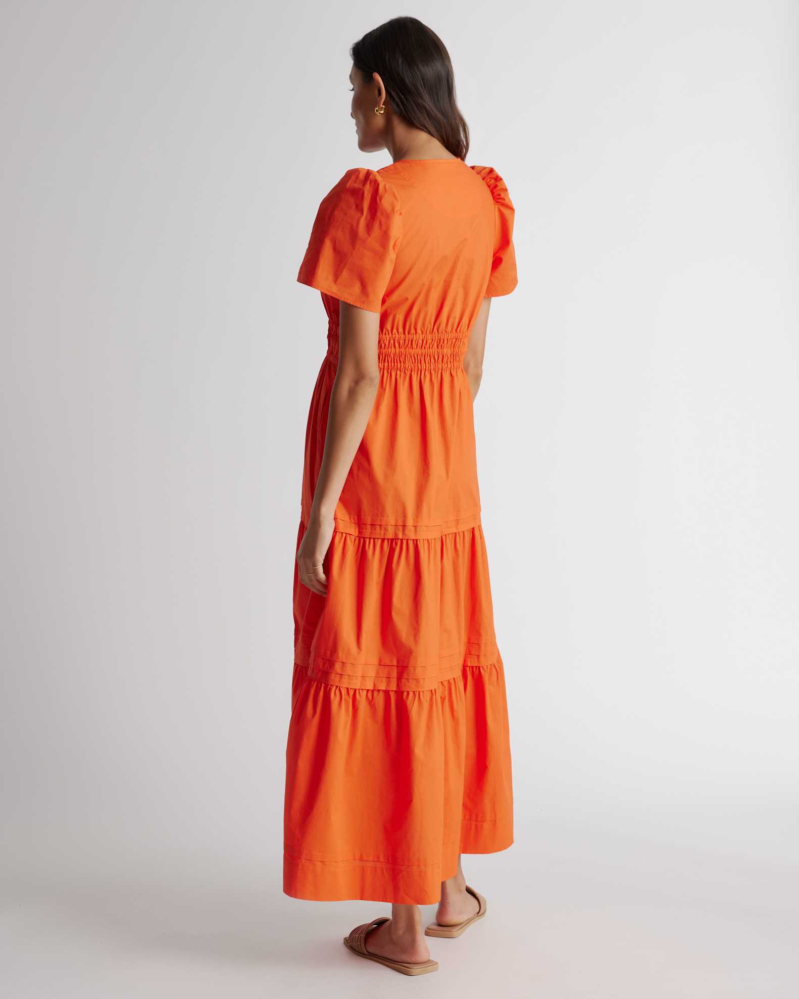 100% Organic Cotton Tiered Maxi Dress in Vermilion Red 100% Organic Cotton Tiered Maxi Dress in Vermilion Red
