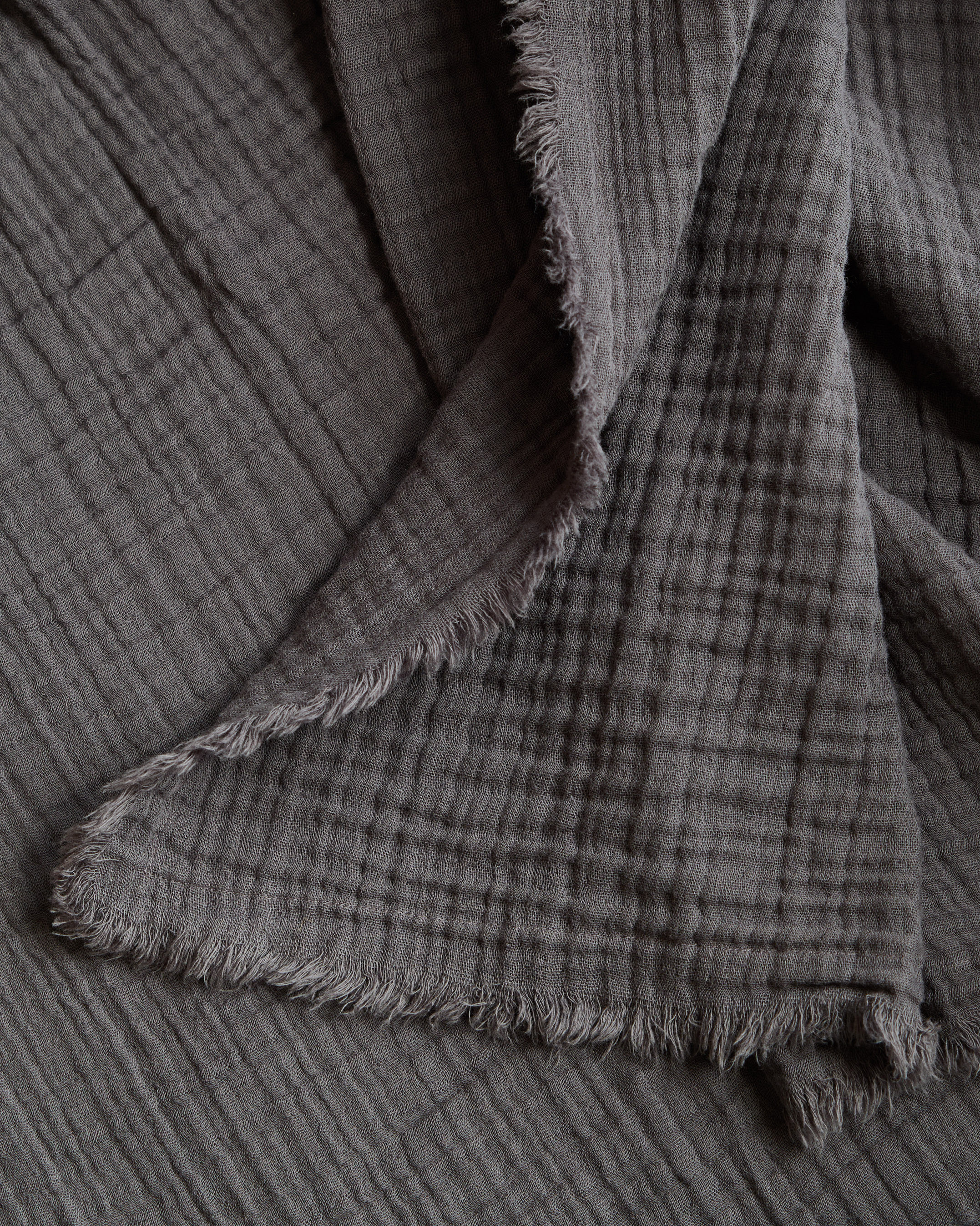 Organic Airy Gauze Throw in Charcoal
