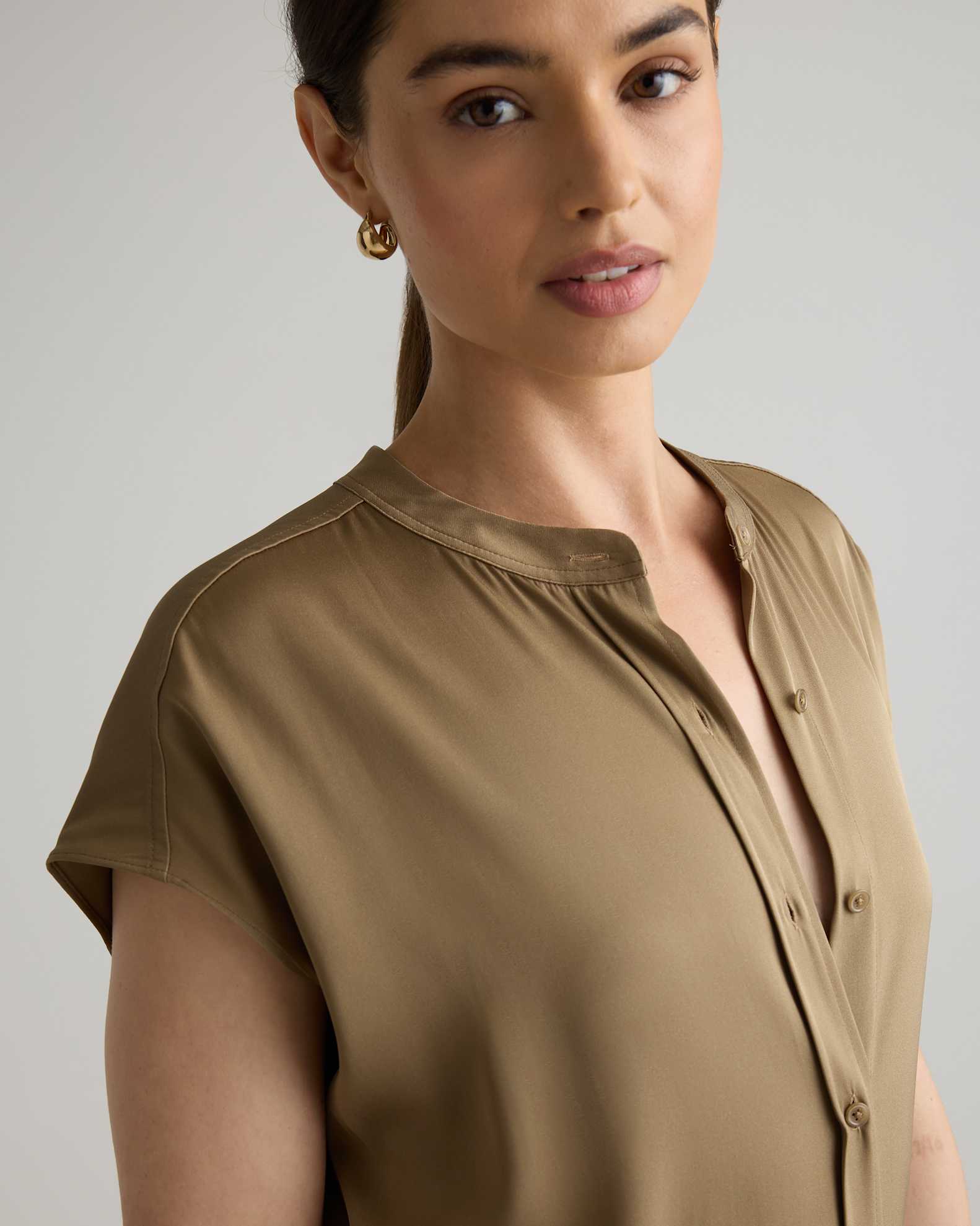 Washable Stretch Silk Midi Shirt Dress Washable Stretch Silk Midi Shirt Dress
