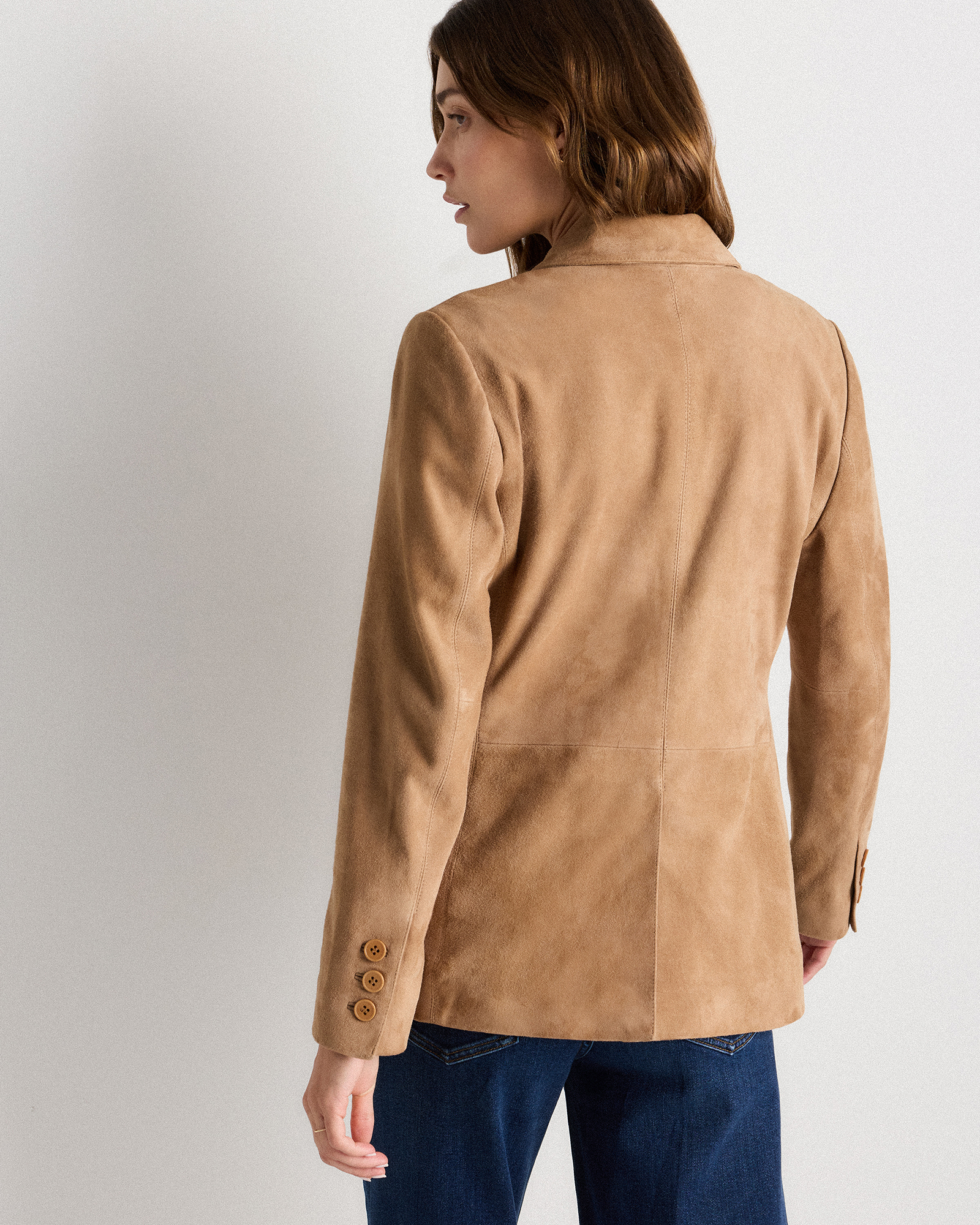 100% Suede Blazer in Pecan Brown