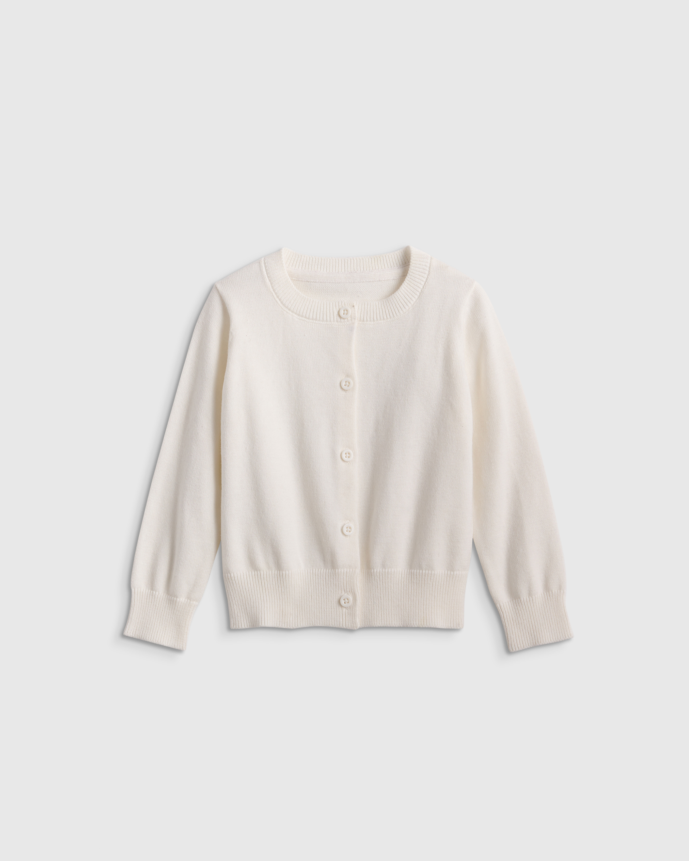Ivory 100% Organic Cotton Crewneck Cardigan 