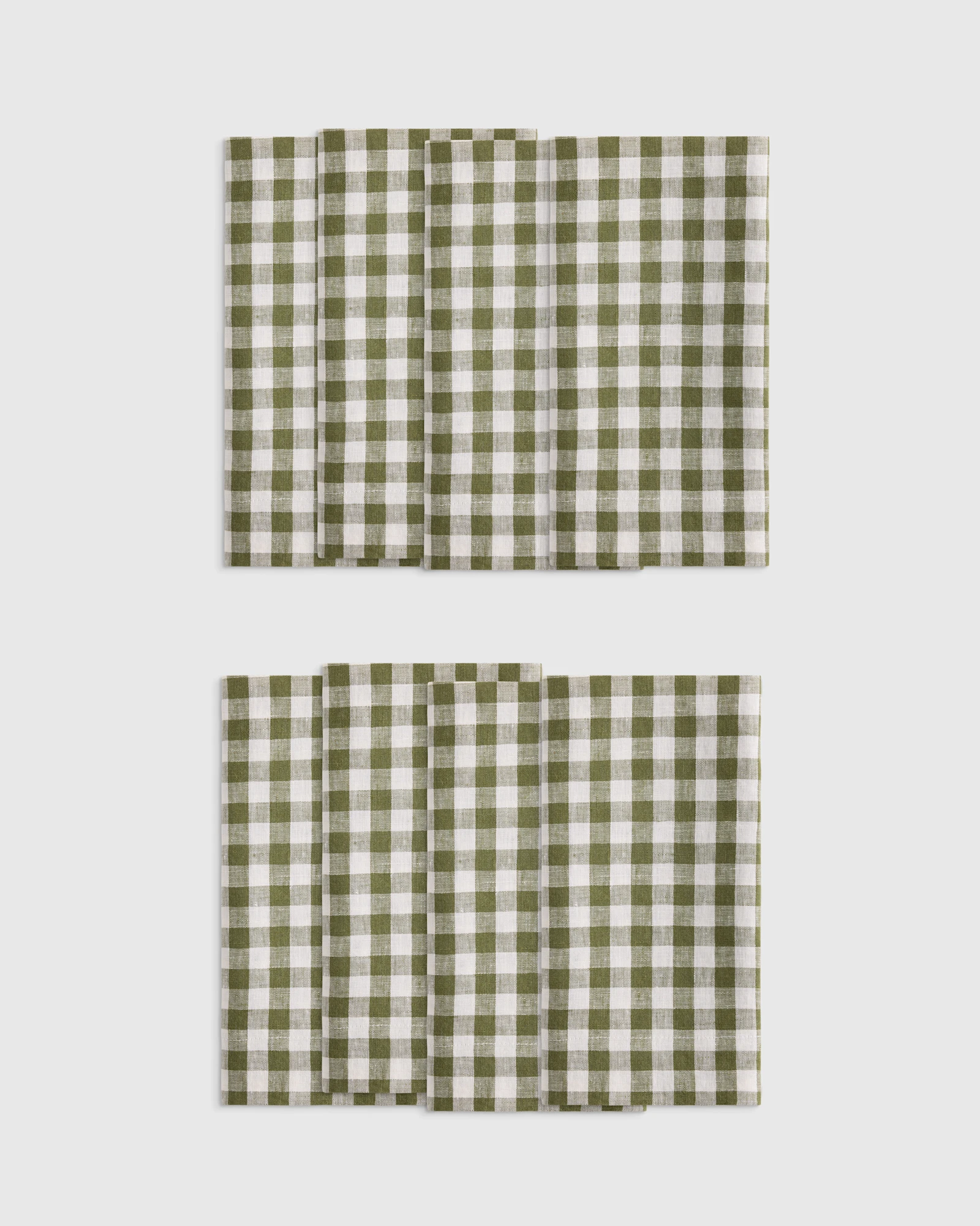European Linen Wide-Hem Gingham Napkins, Set of 8