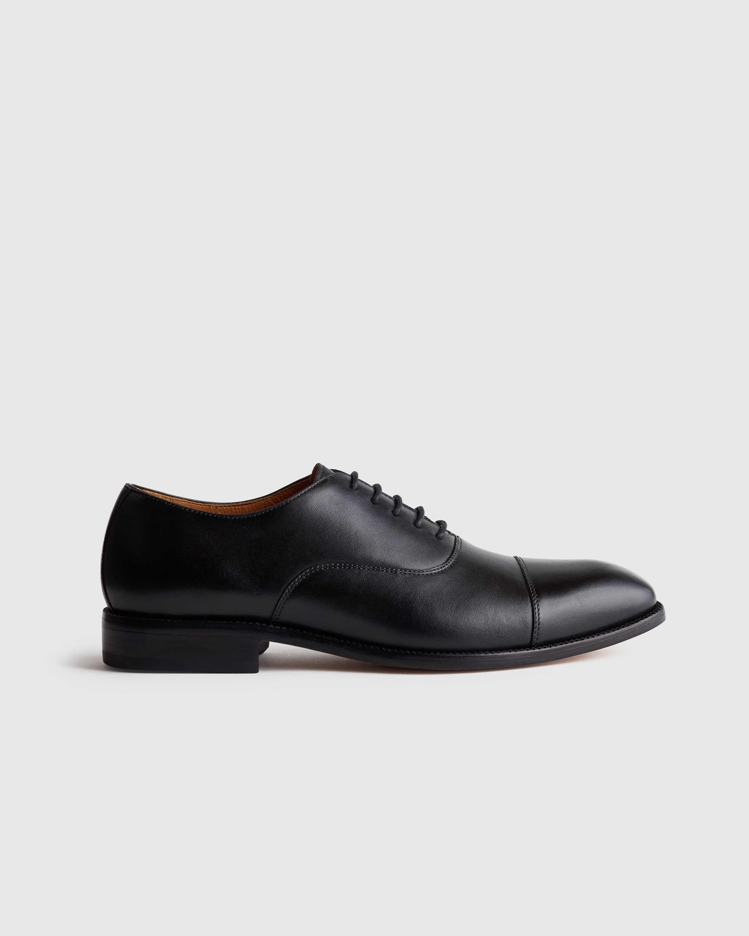 Black Italian Leather Cap Toe Oxford