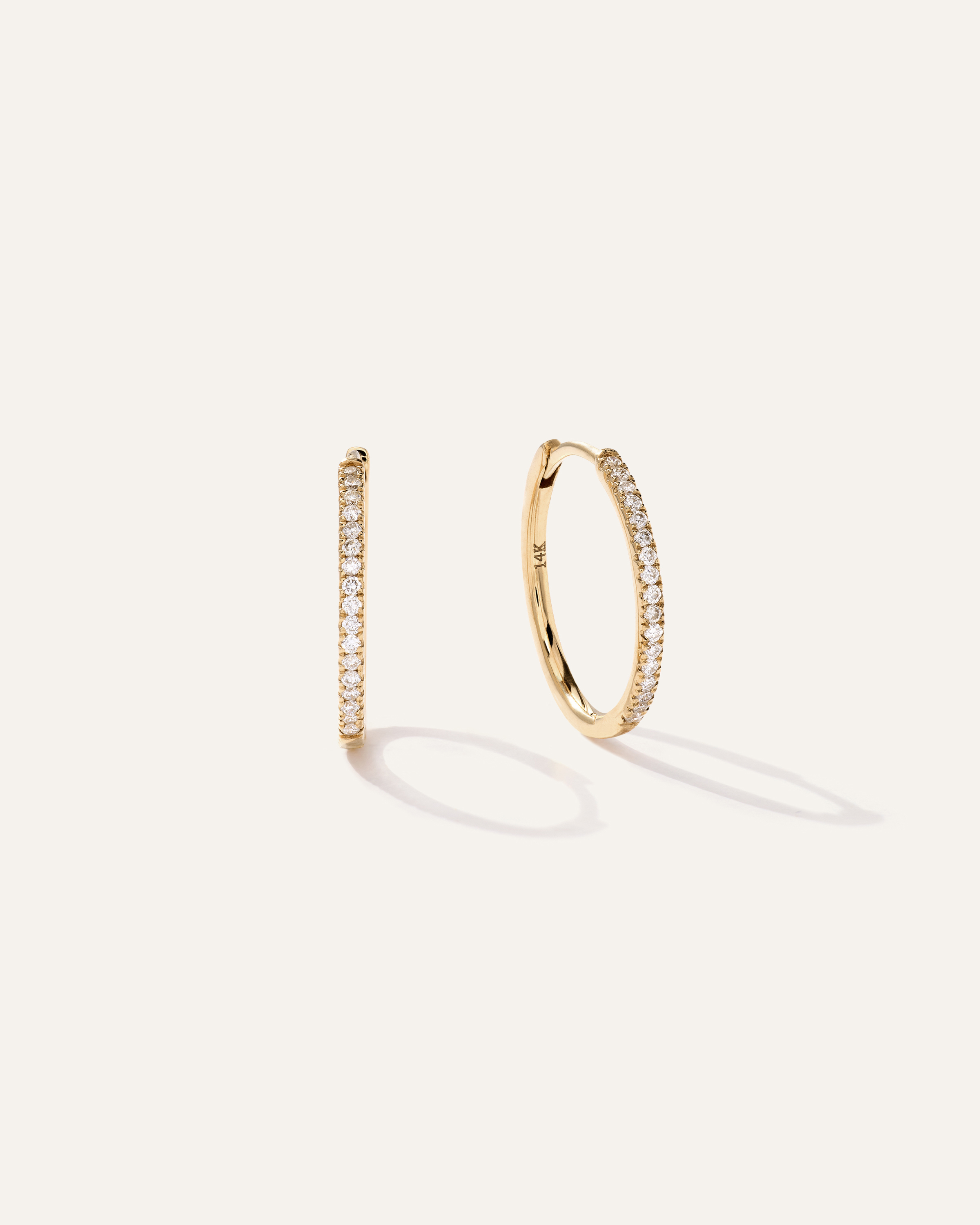 Yellow Gold 14K Gold Diamond Pave Hoops