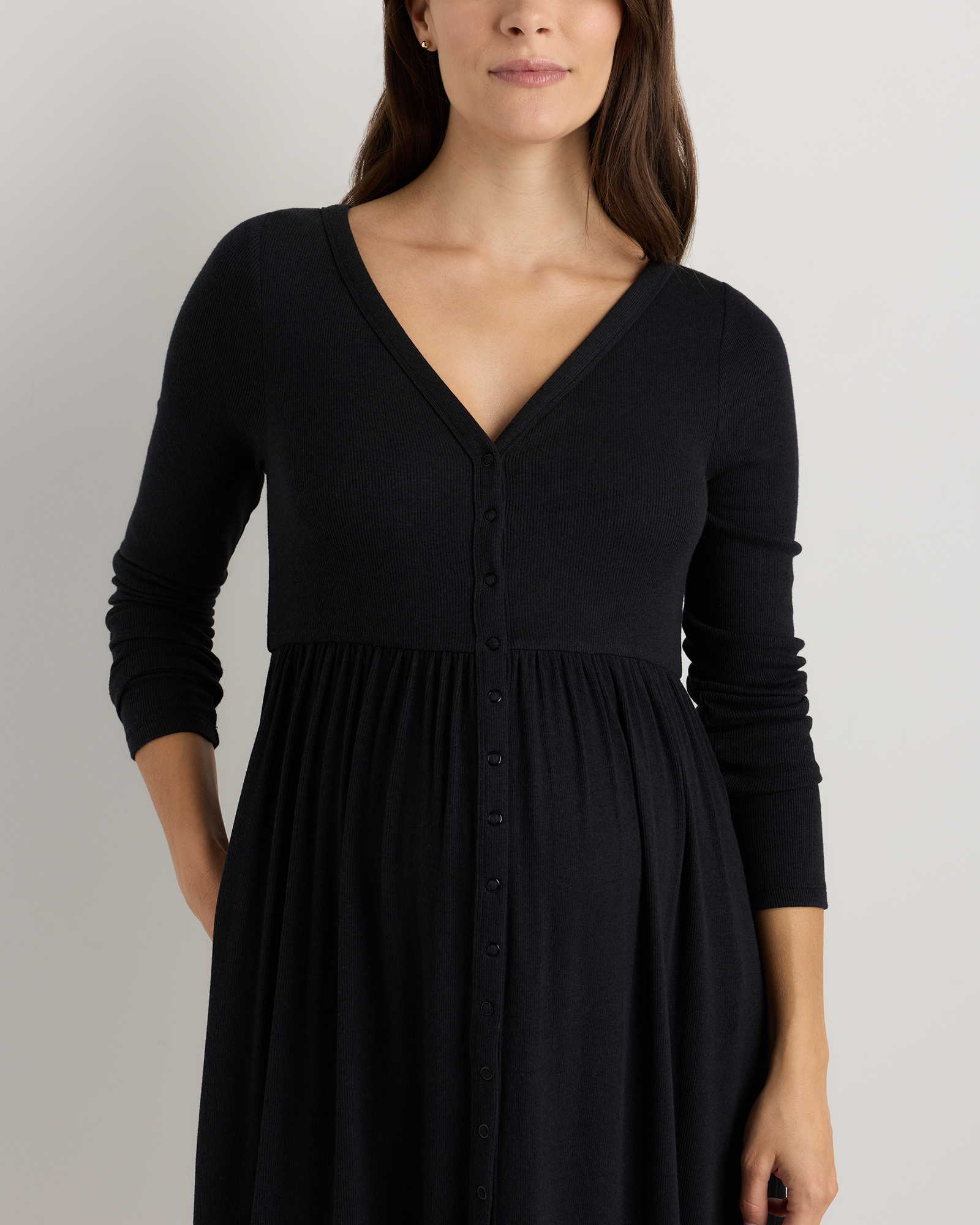 black long sleeve maternity dress Lace Mock Neck Maxi Glamorous yet blissfully comfortable in a luxurious stretch fabric Long Sleeve Maternity Maxi Dress