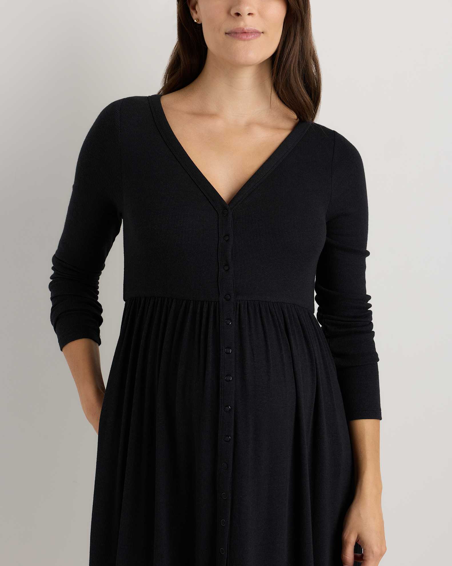 black long sleeve maternity dress Lace Mock Neck Maxi Glamorous yet blissfully comfortable in a luxurious stretch fabric Long Sleeve Maternity Maxi Dress