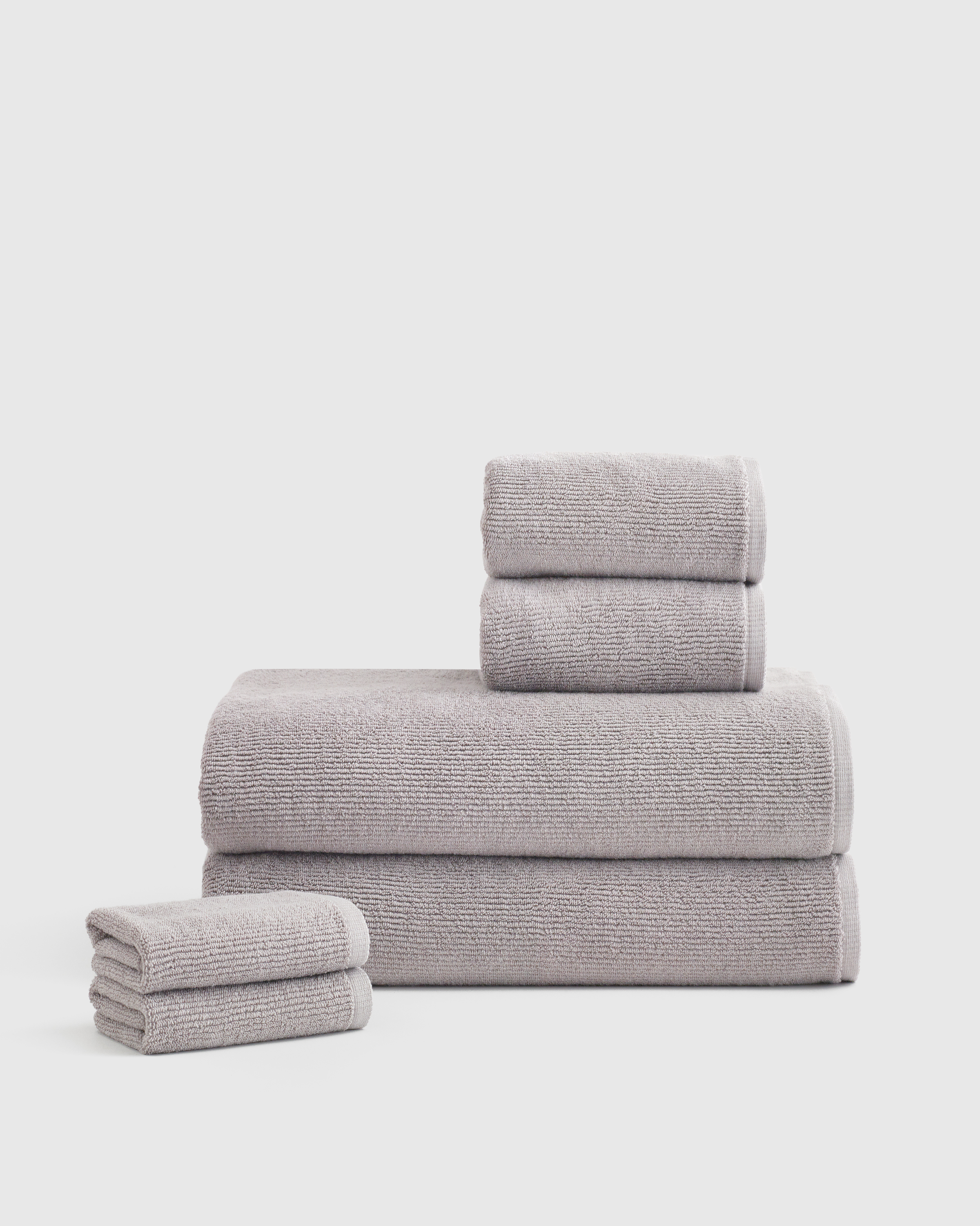 Grey Turkish Ribbed Quick Dry Bath Sheet Bundle
