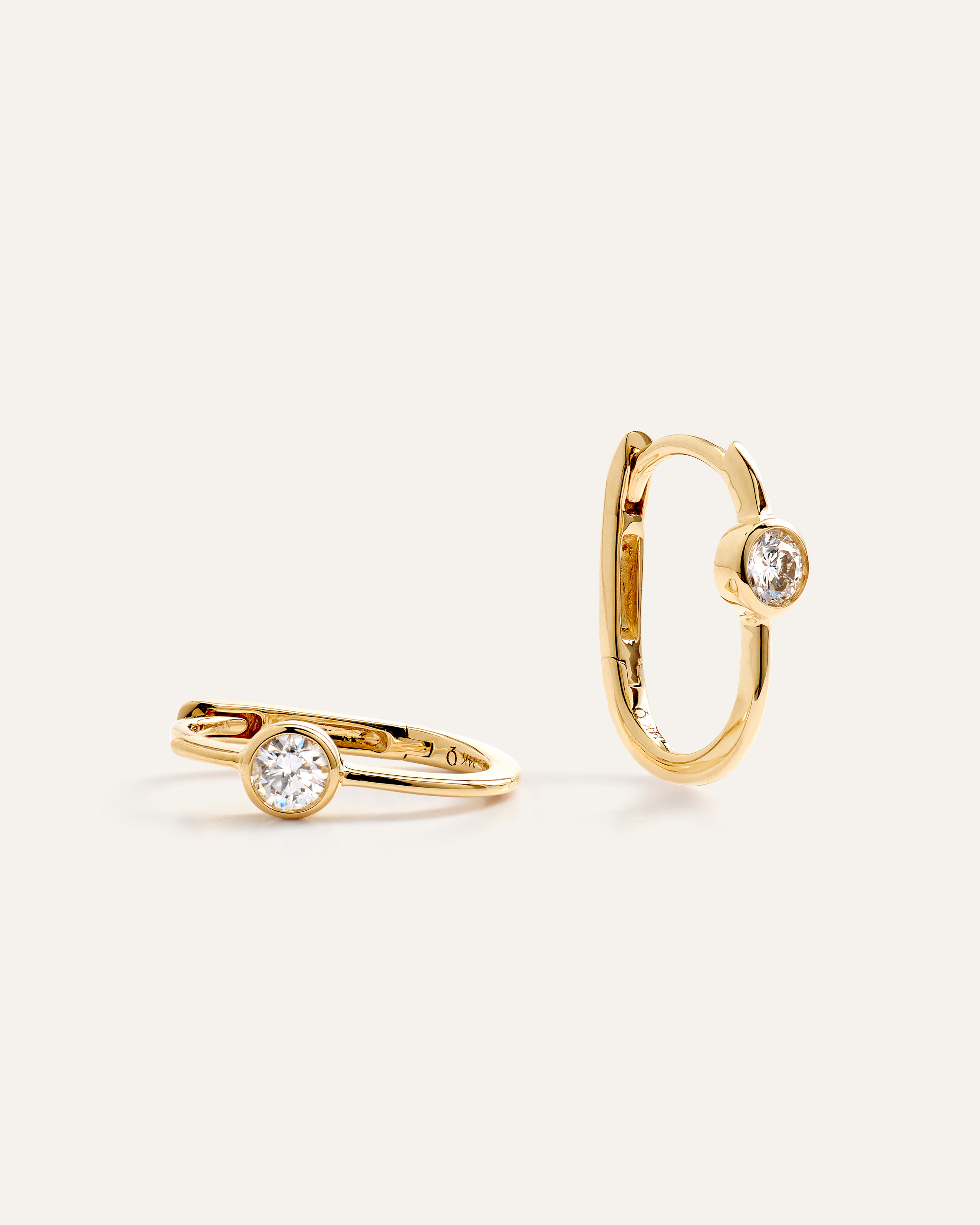 Yellow Gold 14K Gold Lab Grown Diamond Solitaire U Hoops