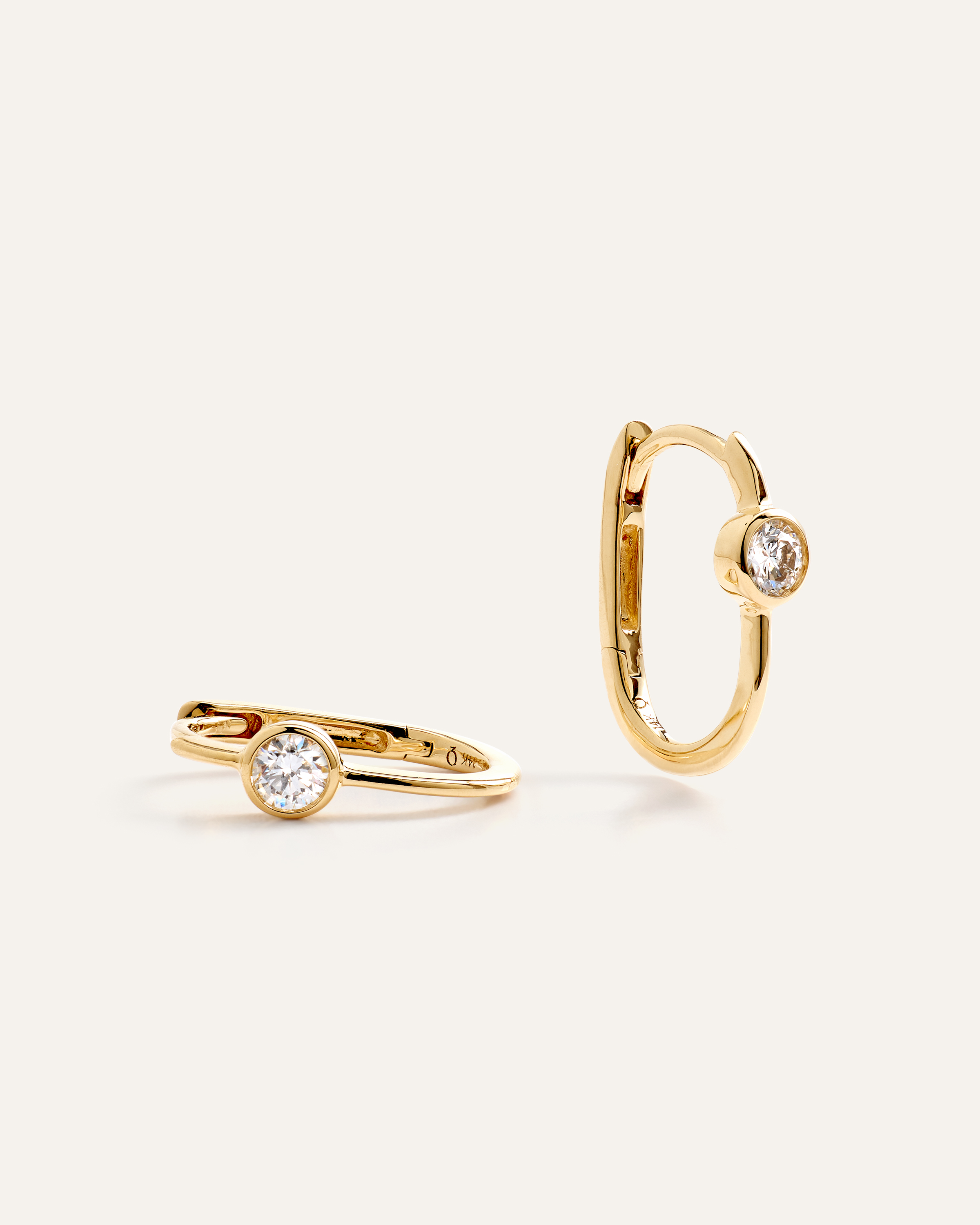Yellow Gold 14K Gold Lab Grown Diamond Solitaire U Hoops