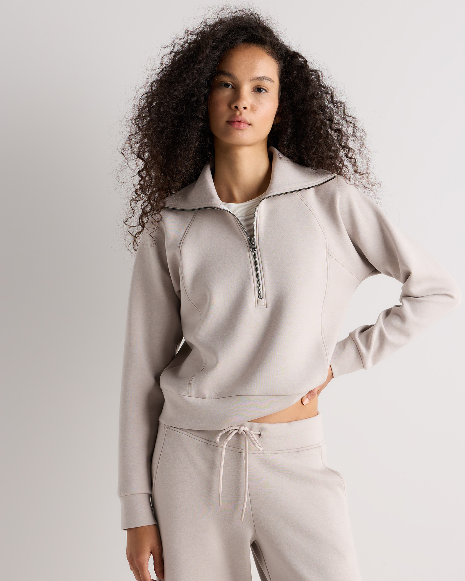 Pebble Beige CloudComfort Half Zip Sweatshirt