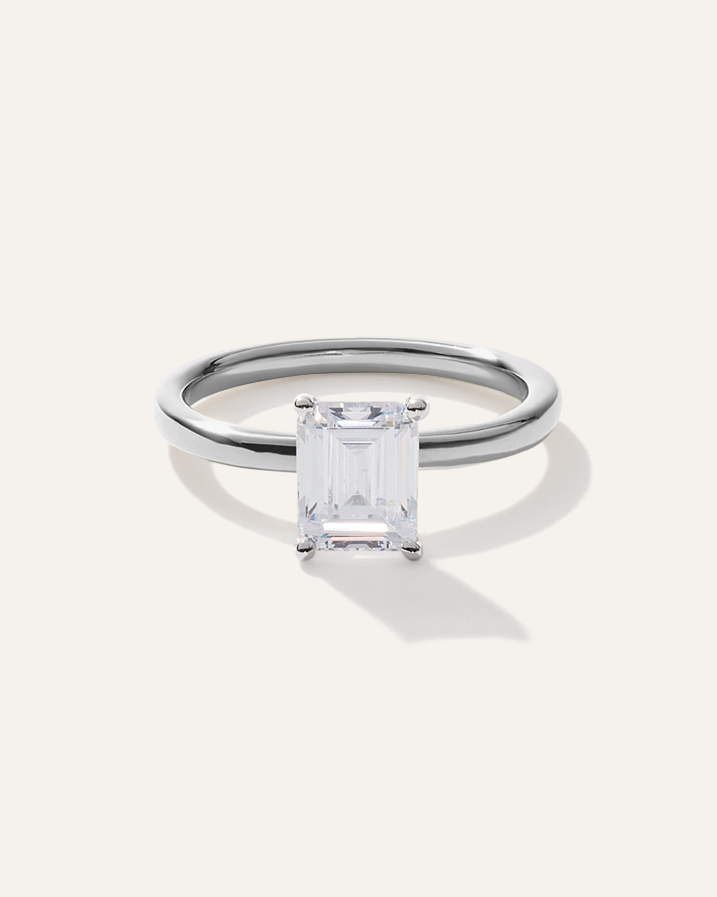 Platinum Lab Grown Diamond Emerald Comfort Fit Engagement Ring - 2ct