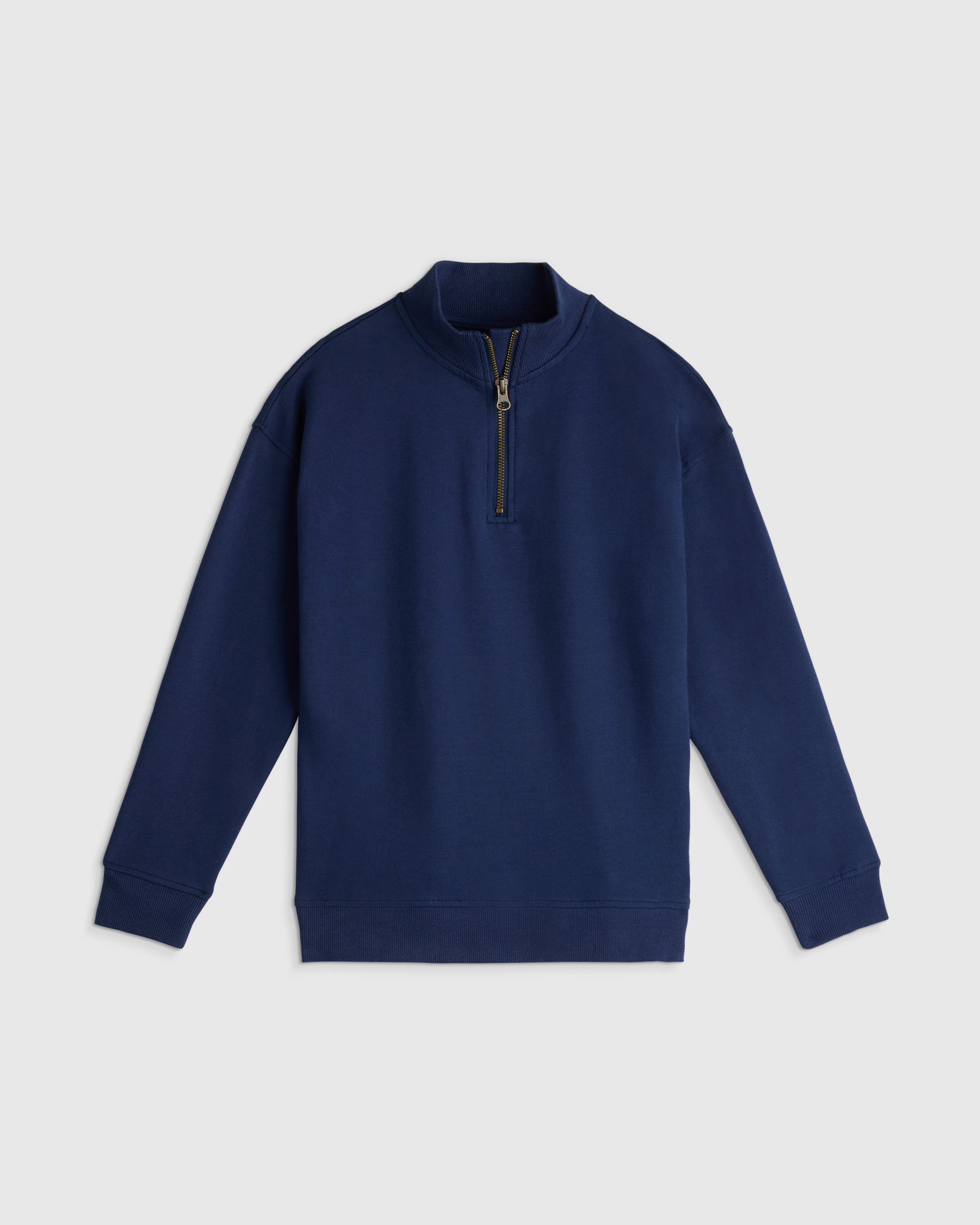 Navy Organic Cotton French Terry Quarter-Zip