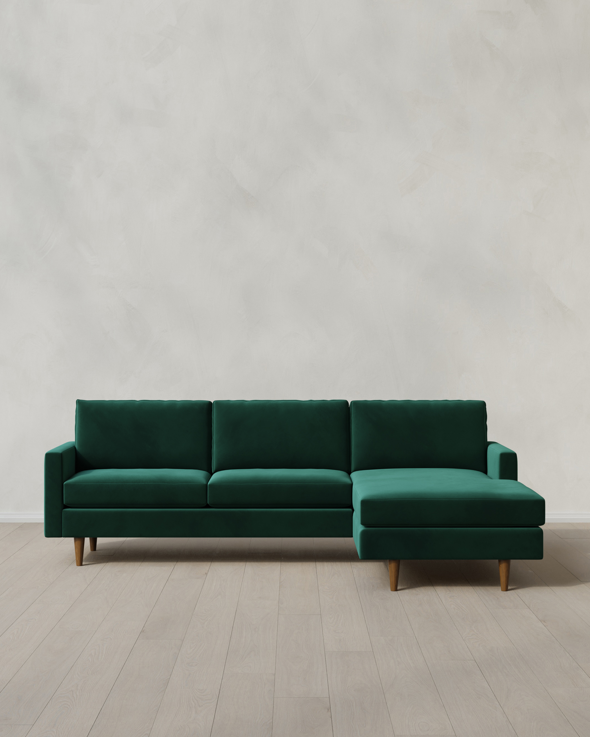 Spruce Atlas Midcentury Chaise Sectional in Performance Velvet