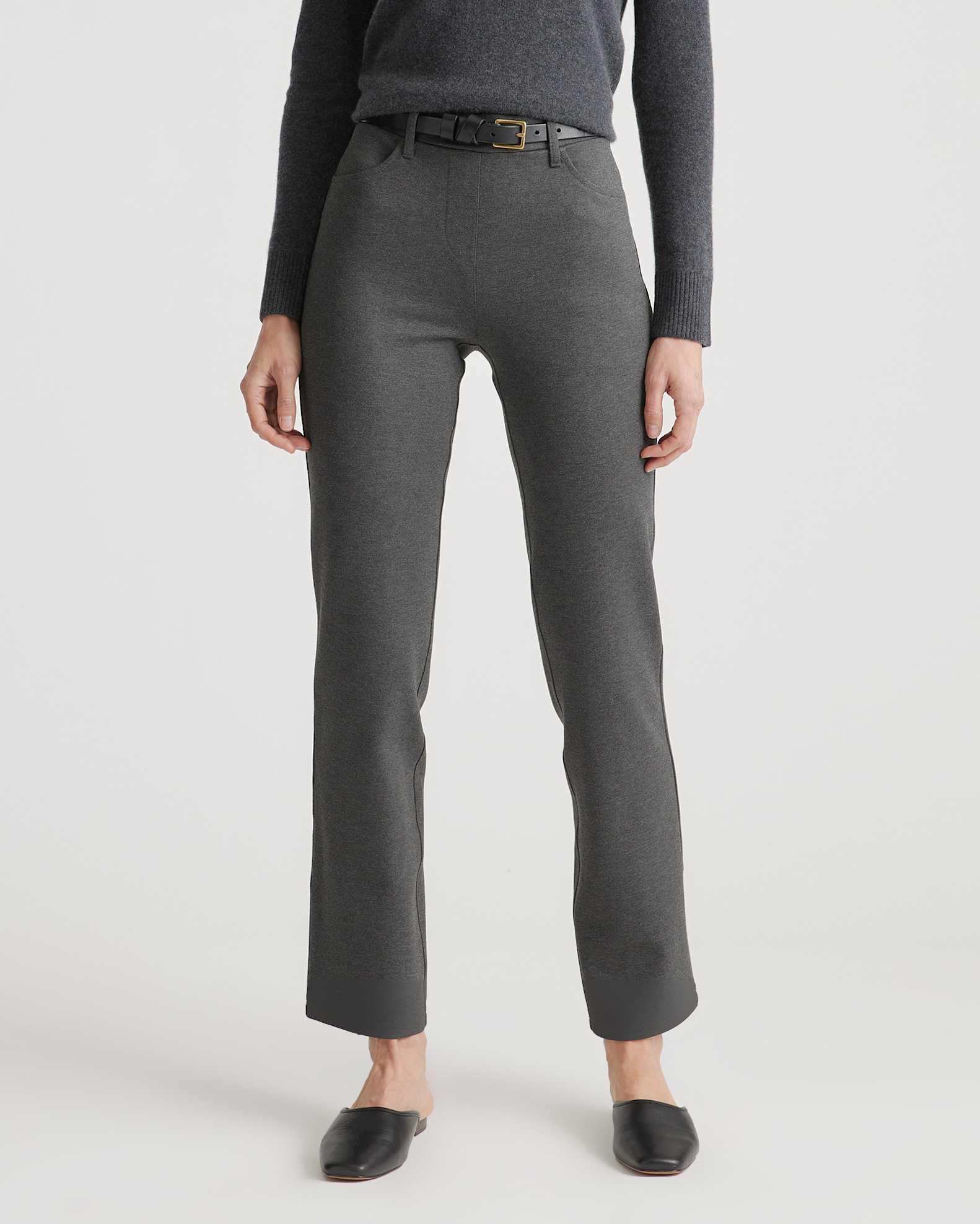 Women's Ultra-Stretch Ponte Straight Leg 4-Pocket Pants in Charcoal, Size Large, Rayon by Quince Women's Ultra-Stretch Ponte Straight Leg 4-Pocket Pants in Charcoal, Size Large, Rayon by Quince