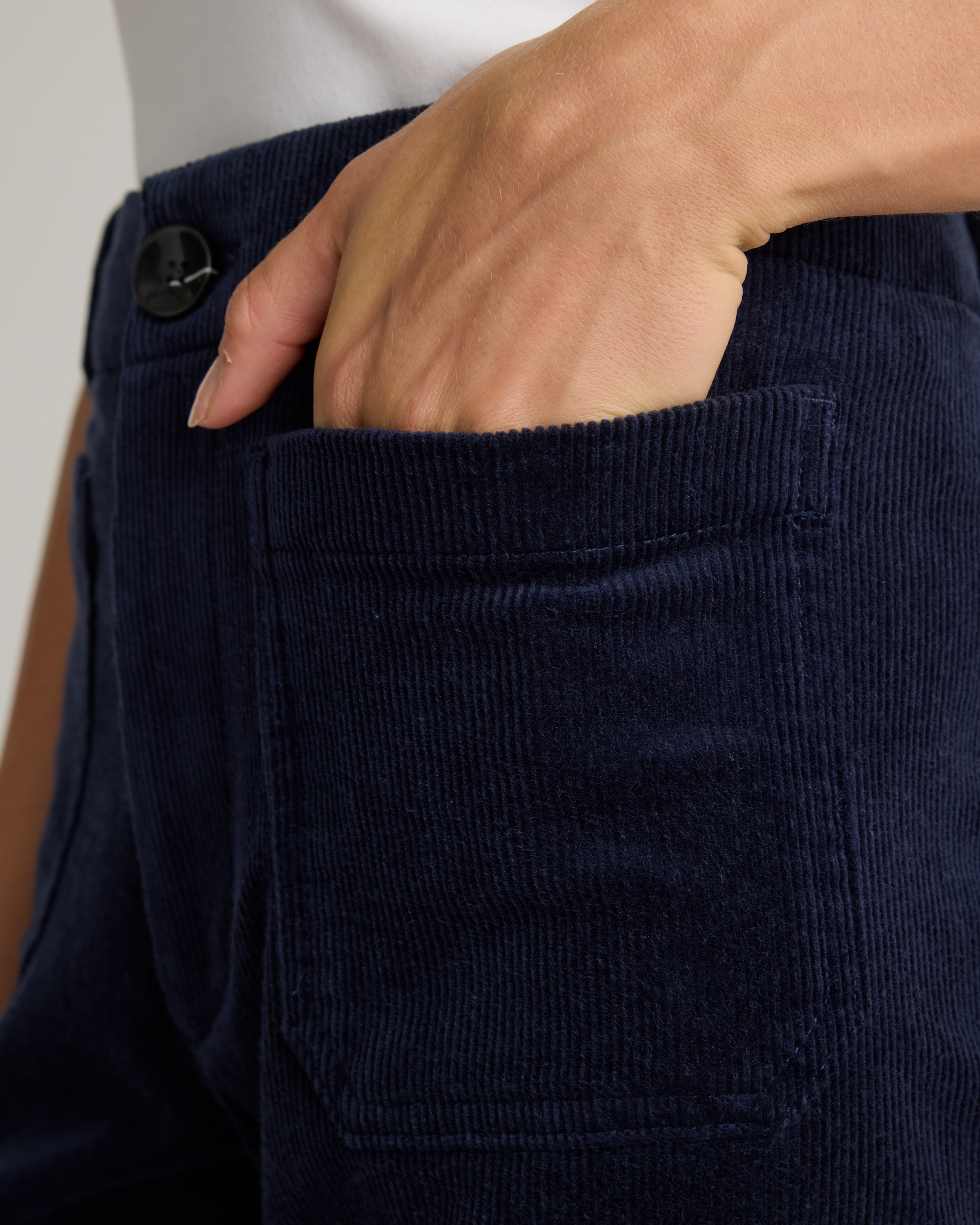 パンツ 692.navy corduroy 2tack wide pants LADIES' CORDUROY TROUSERS WITH WIDE LEG — KWINKO 1 color