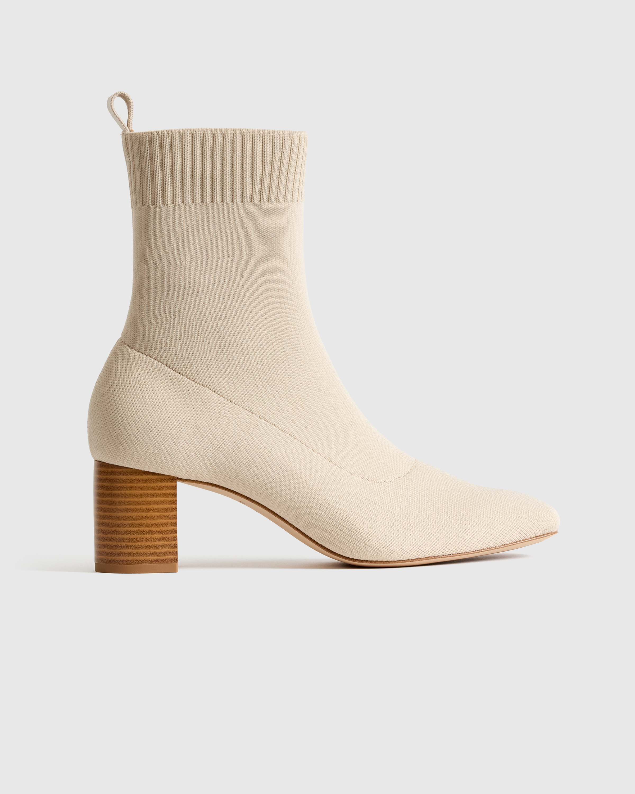 Almond Eco Knit Heeled Bootie