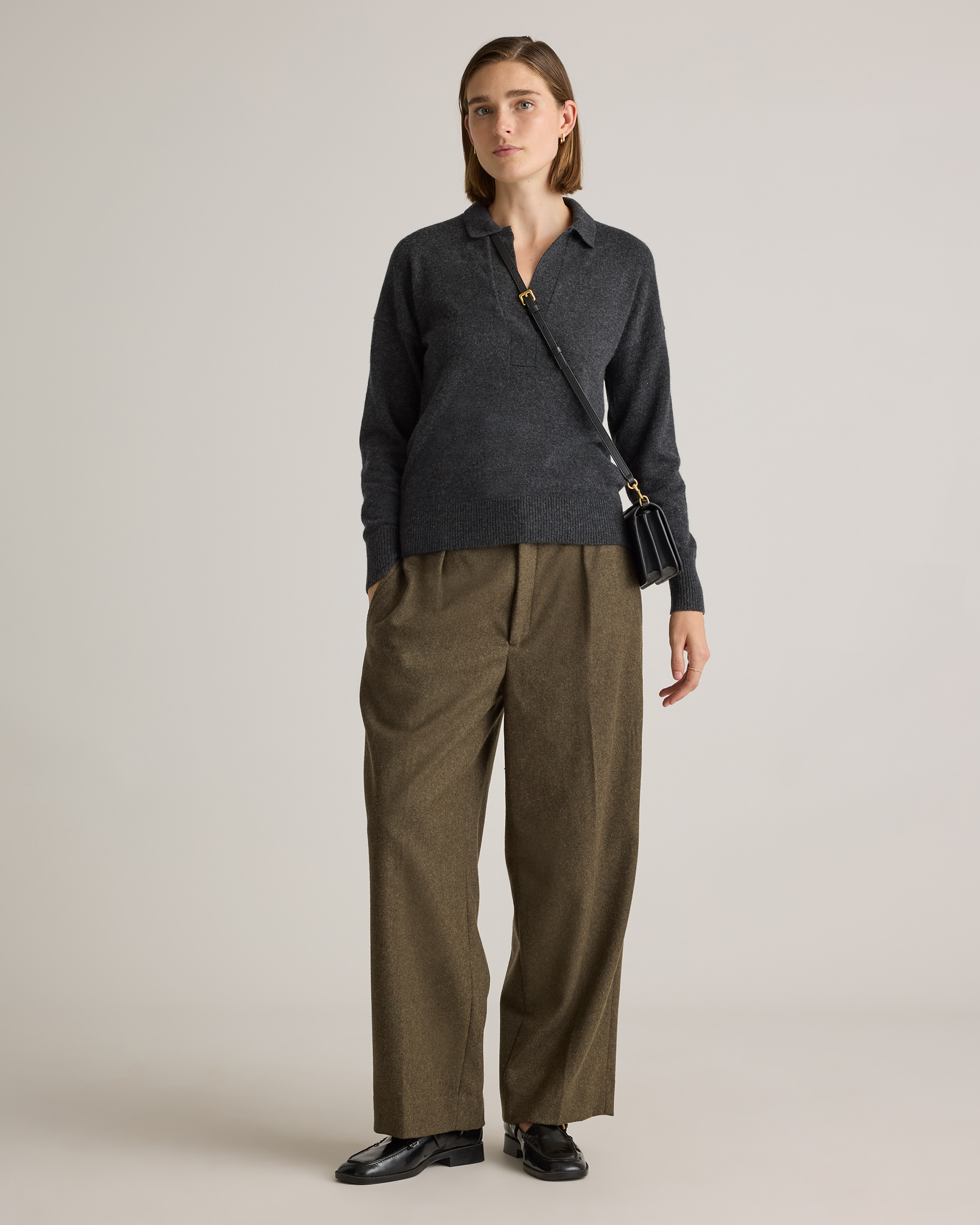 トップス 25AW cash&barba Mongolian Cashmere POLO Mongolian Cashmere Polo Sweater in Oatmeal