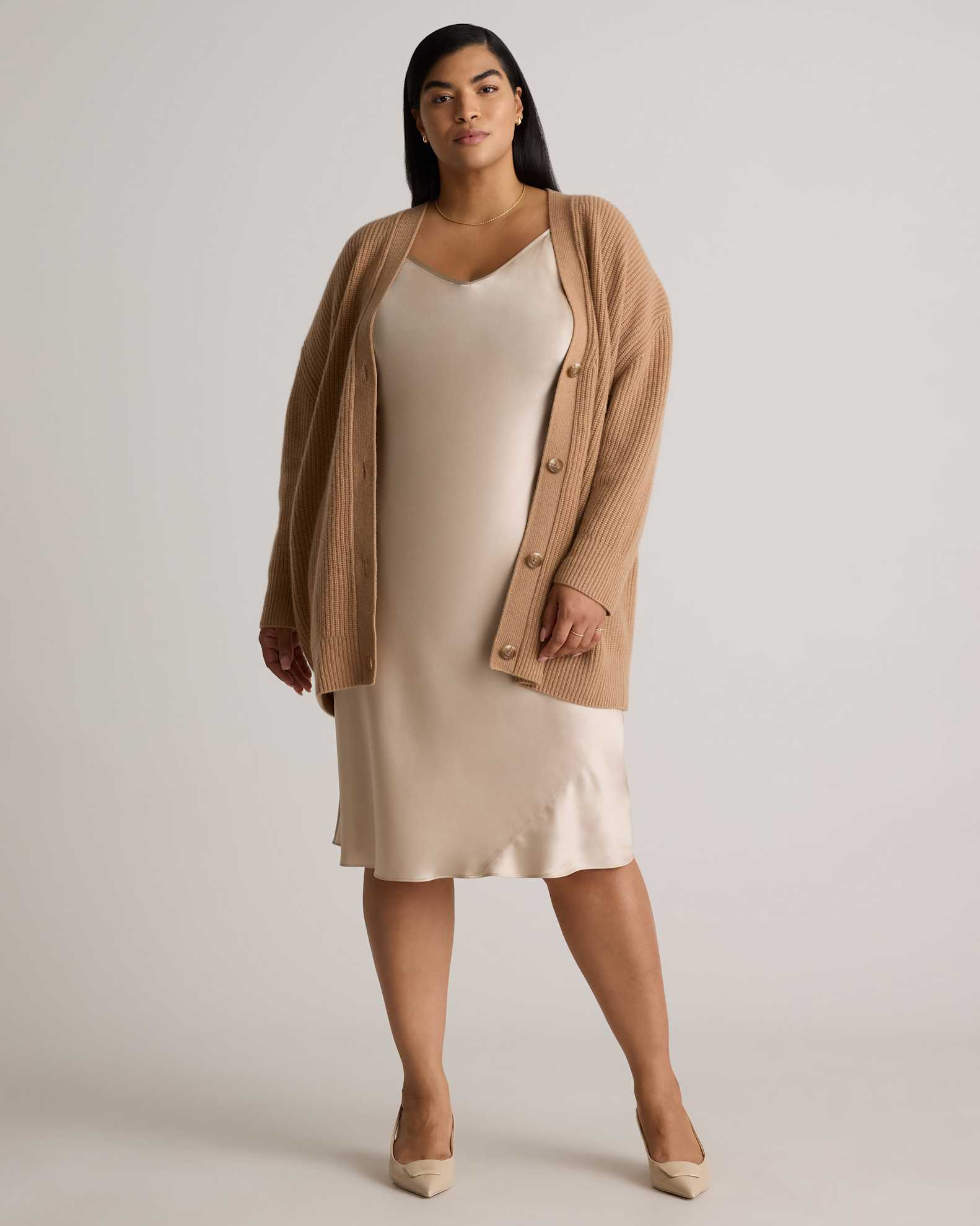 Cardigan chiné long pour femmes en Beige Cardigan chiné long pour femmes en Beige