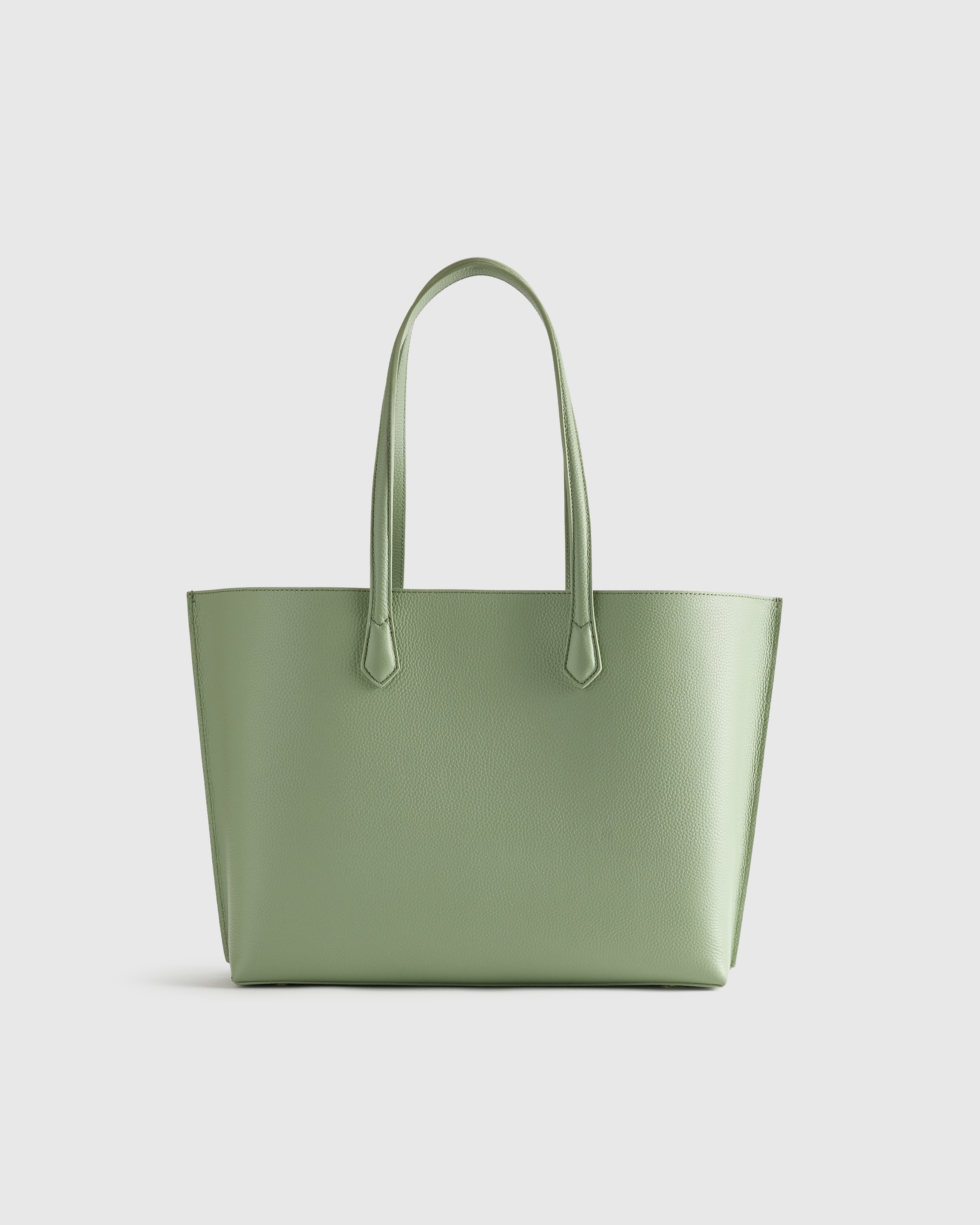 Pistachio Green Italian Leather Triple Compartment Shopper Tote