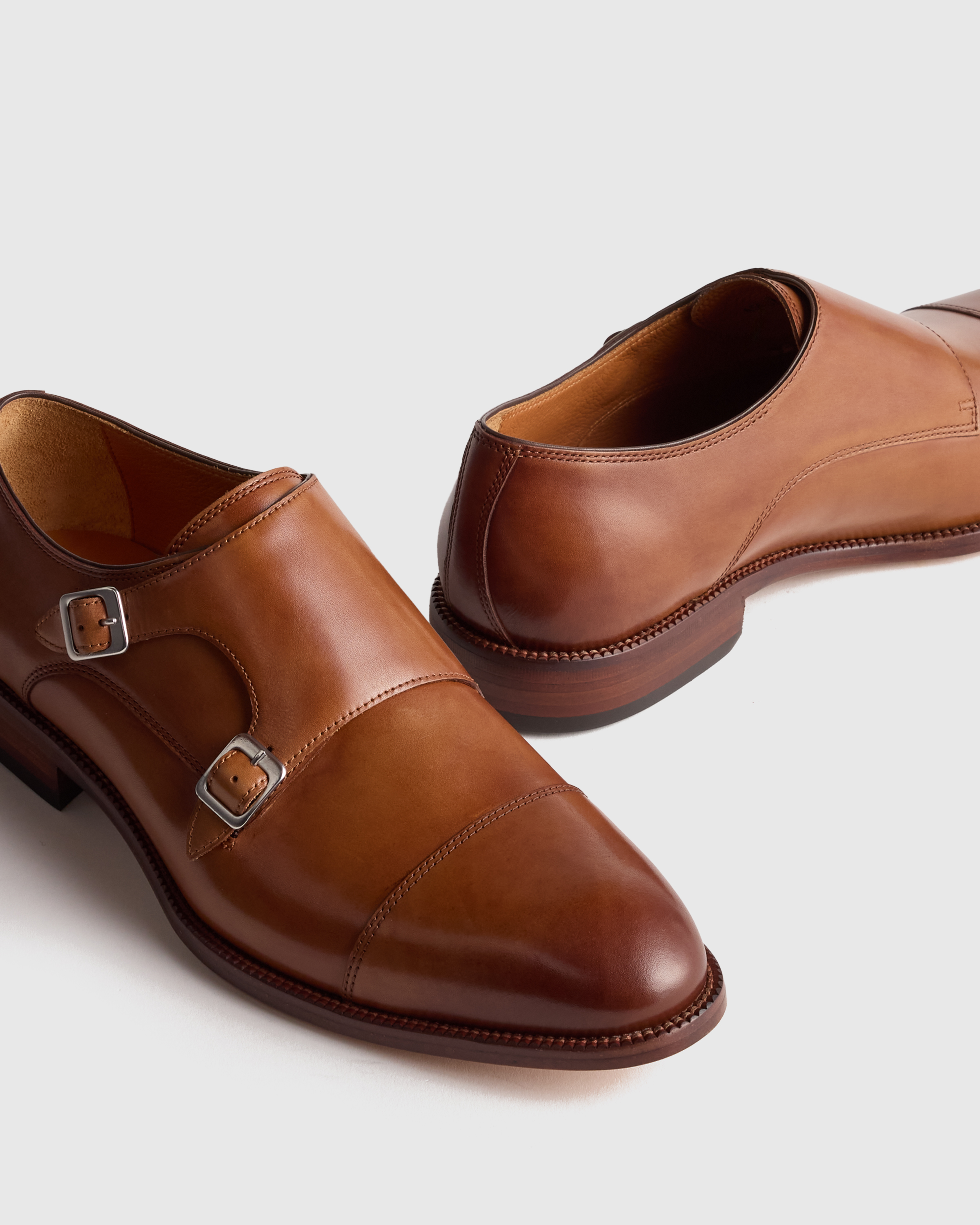 Italian Leather Monk Strap in Tobacco