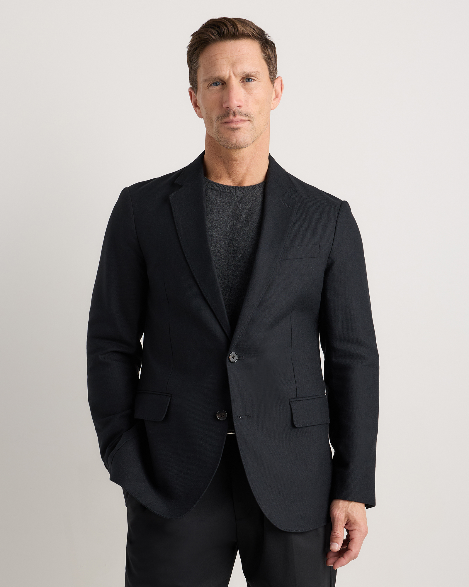 True Black Organic Cotton Cashmere Blazer