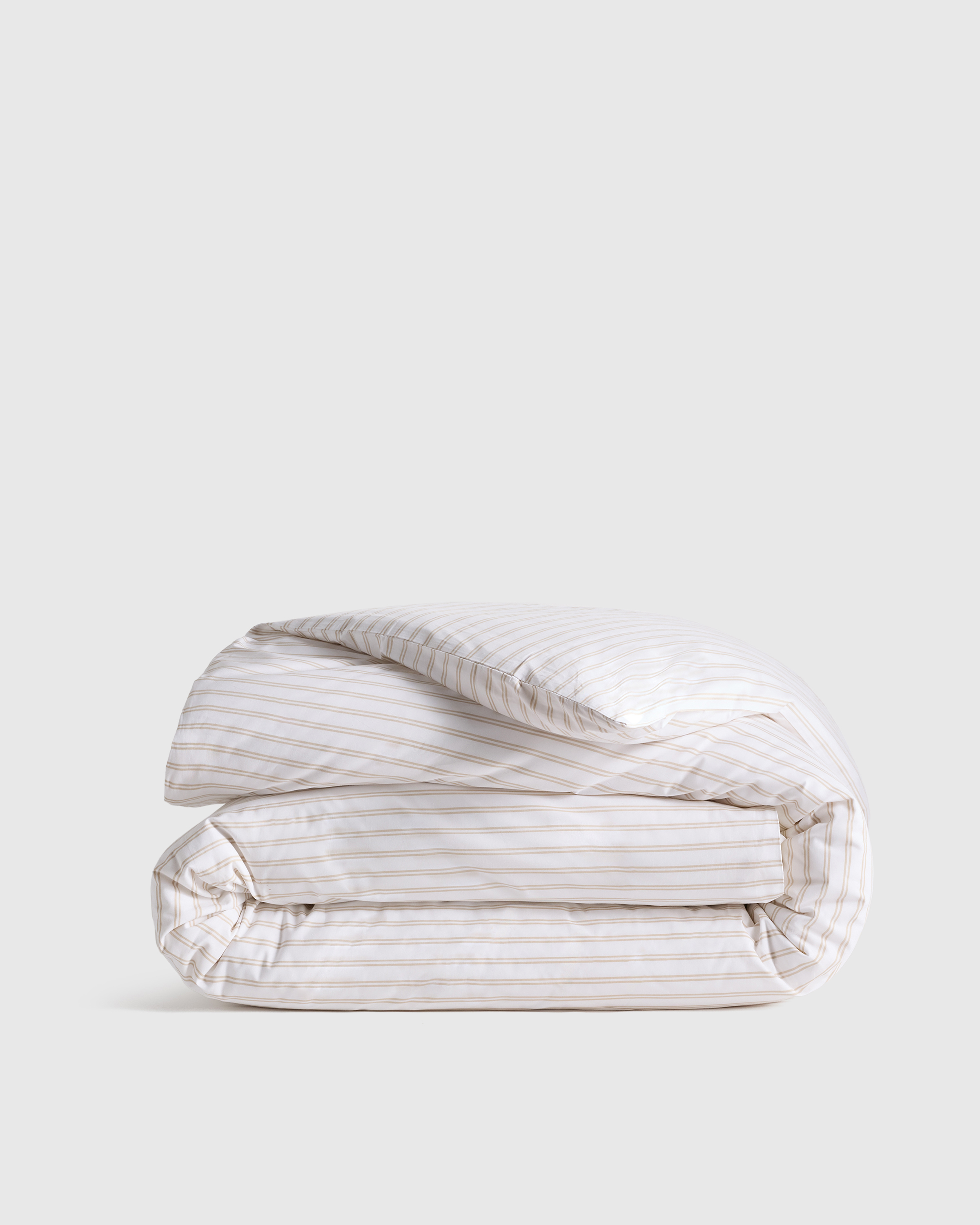 White/Toffee Classic Organic Percale Double Stripe Duvet Cover