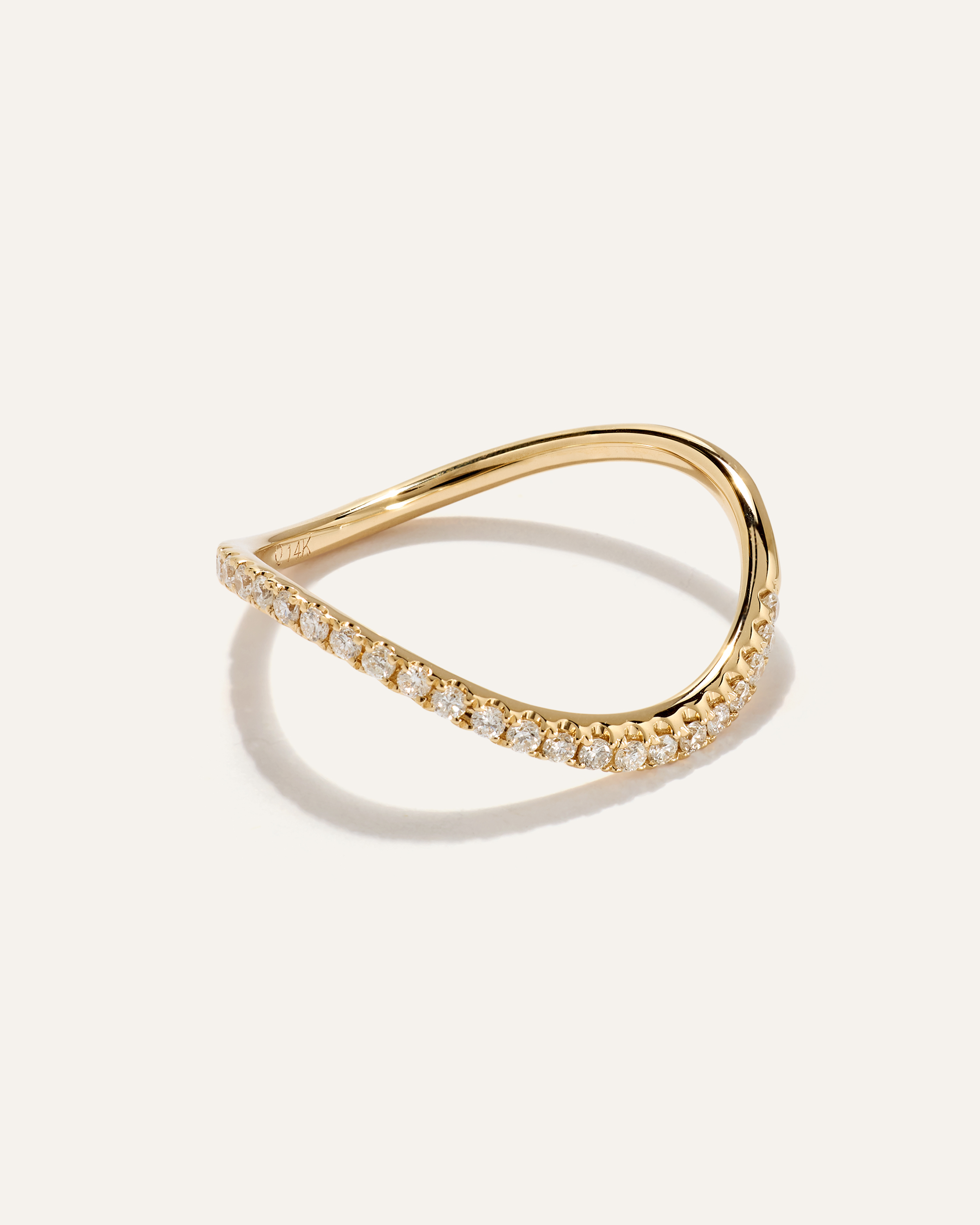 Yellow Gold 14K Gold Pave Diamond Wave Ring