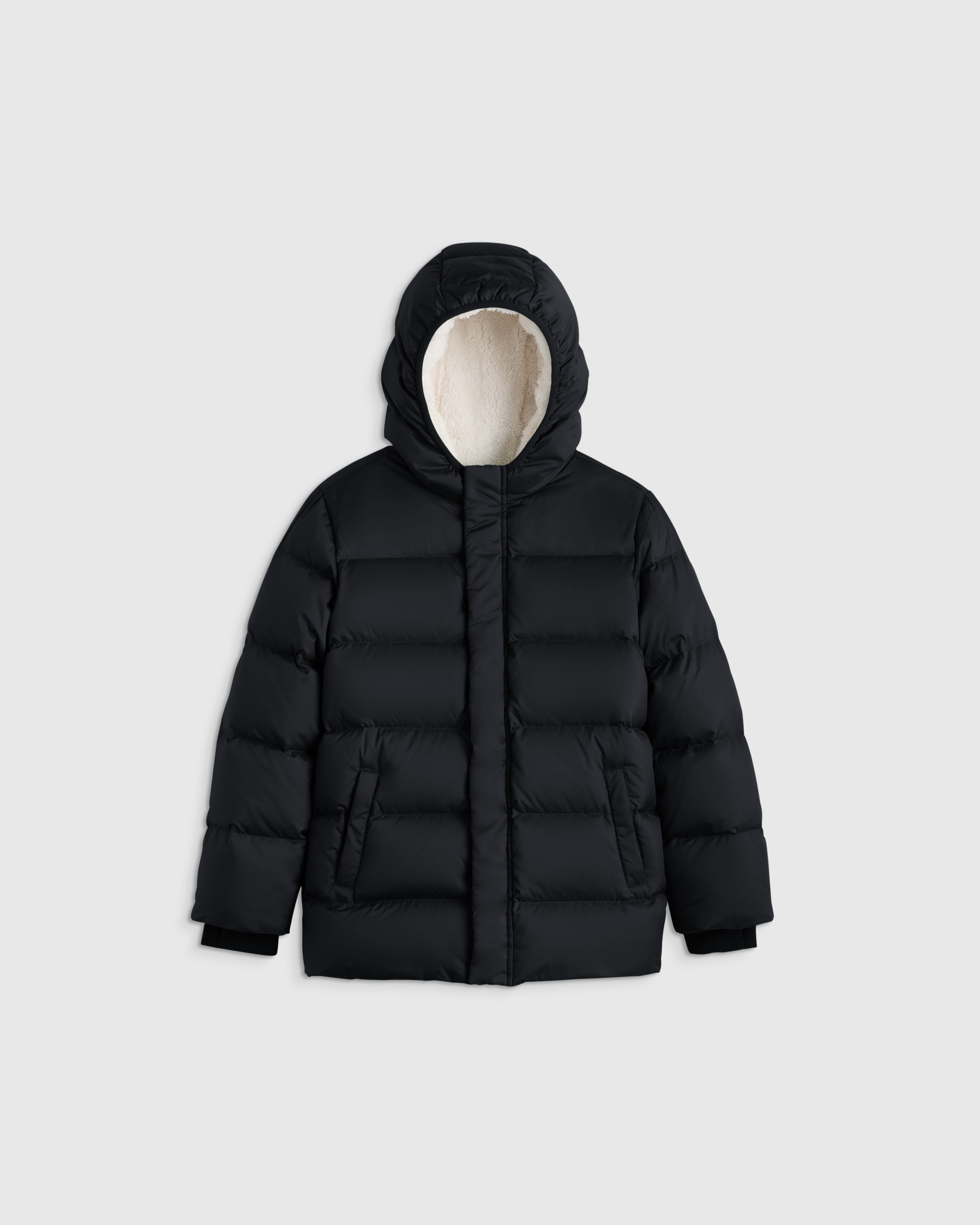 black Heavyweight Down Puffer Coat